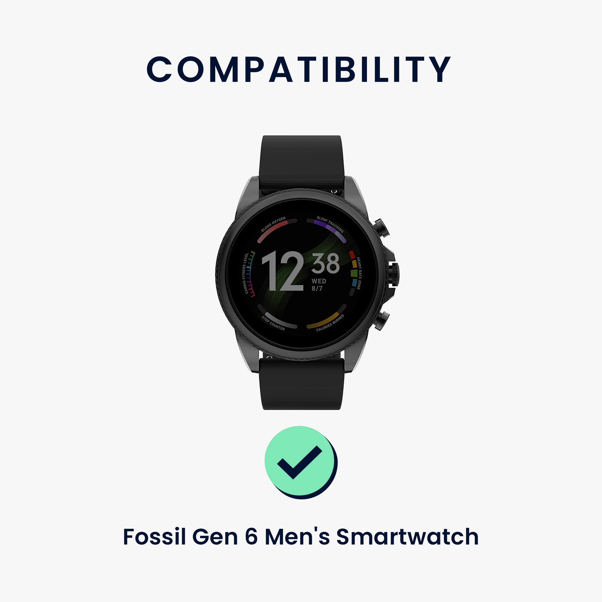 2x Řemínek na chytré hodinky kwmobile pro Fossil Gen 6 Men's Smartwatch - černá / šedá / černá / červená