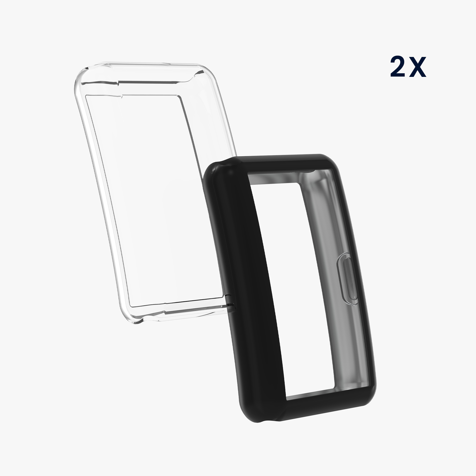 Ochranný rámeček se sklem na fitness náramek HONOR Band 7 / Band 6 / Huawei Band 7 / Band 6 Case 2 ks černo-transparentní