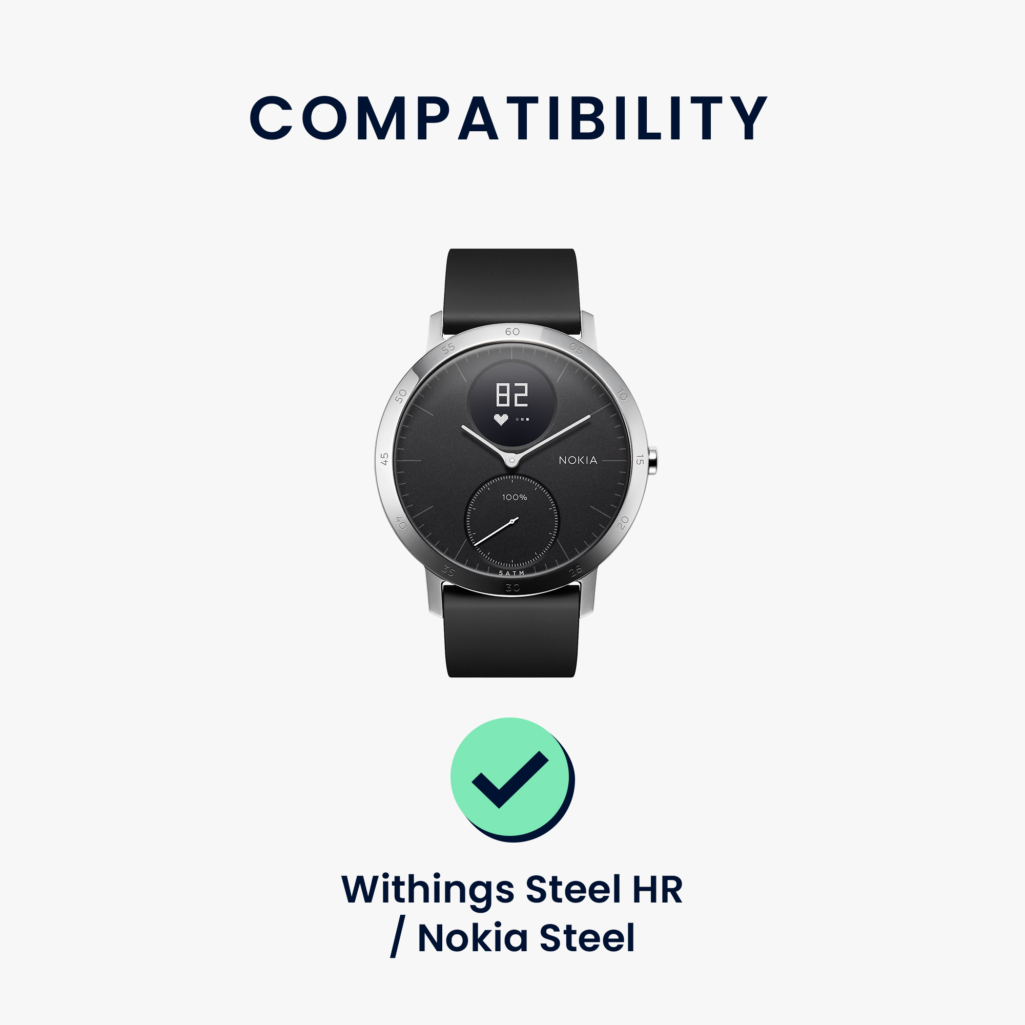 2x Řemínek Withings ScanWatch 42mm / Steel HR 40mm / ScanWatch Horizon kwmobile - černá / šedá
