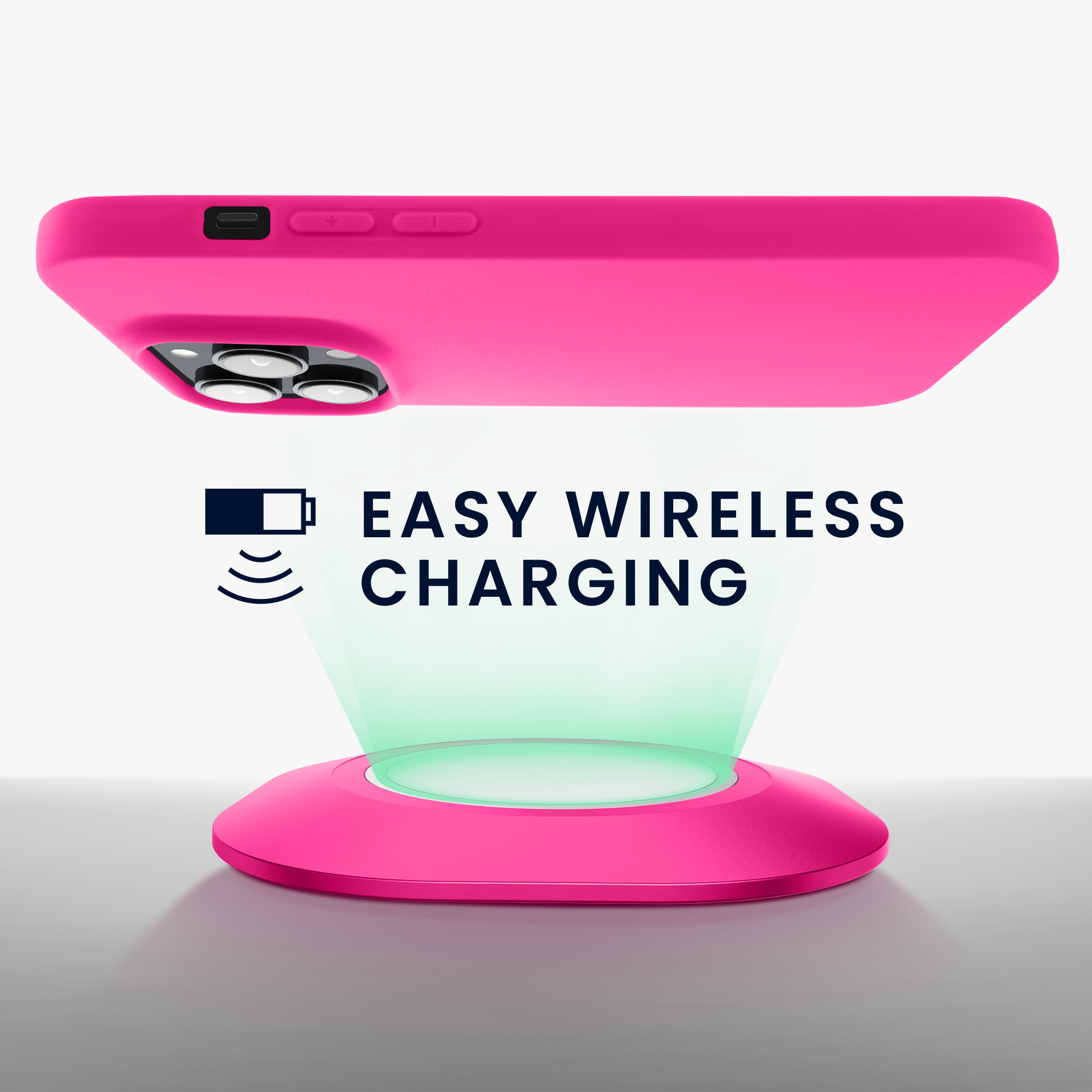 Nabíječka kwmobile slim soft-touch iPhone 14 Pro neonově růžová