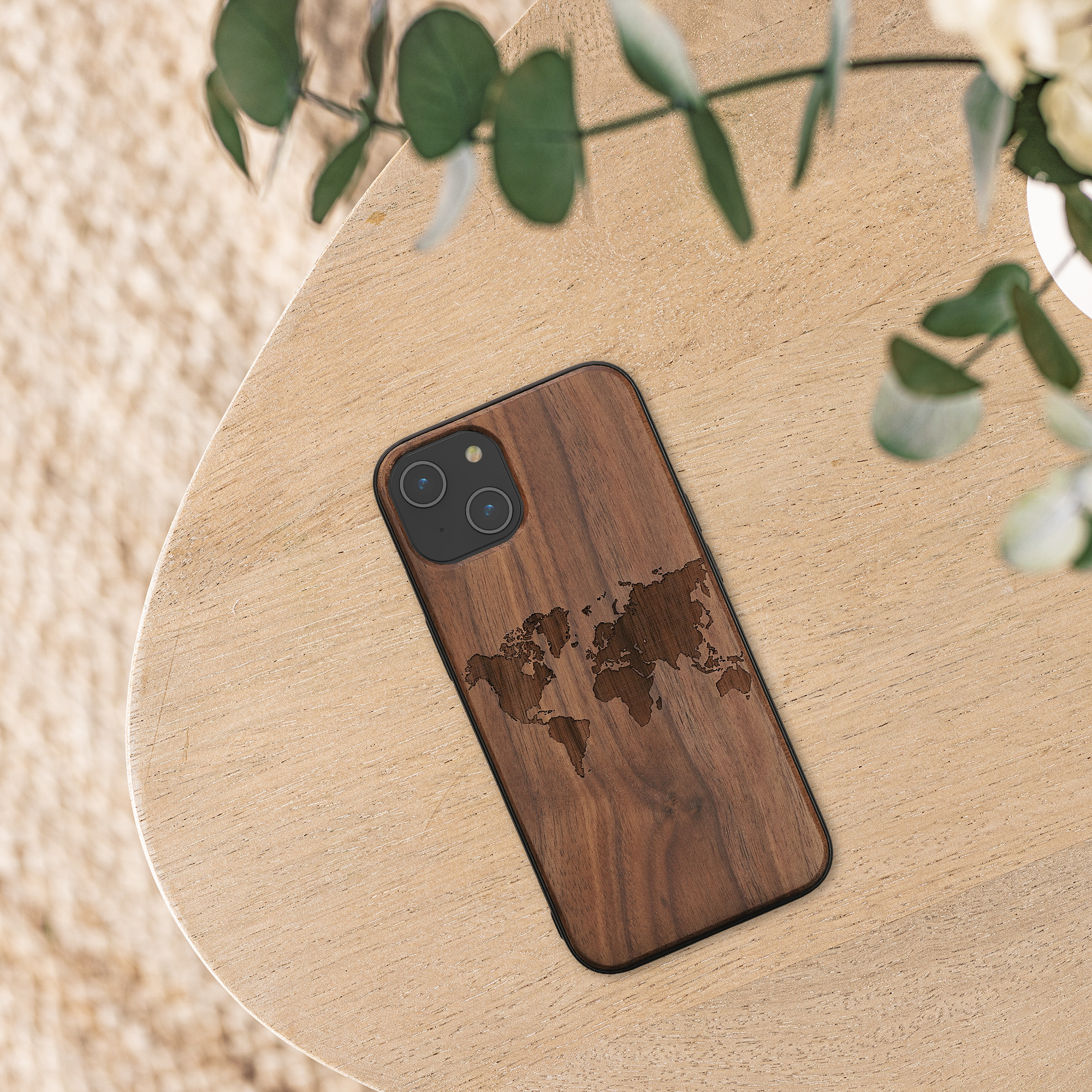 Kryt kwmobile dřevo iPhone 14 tmavě hnědá