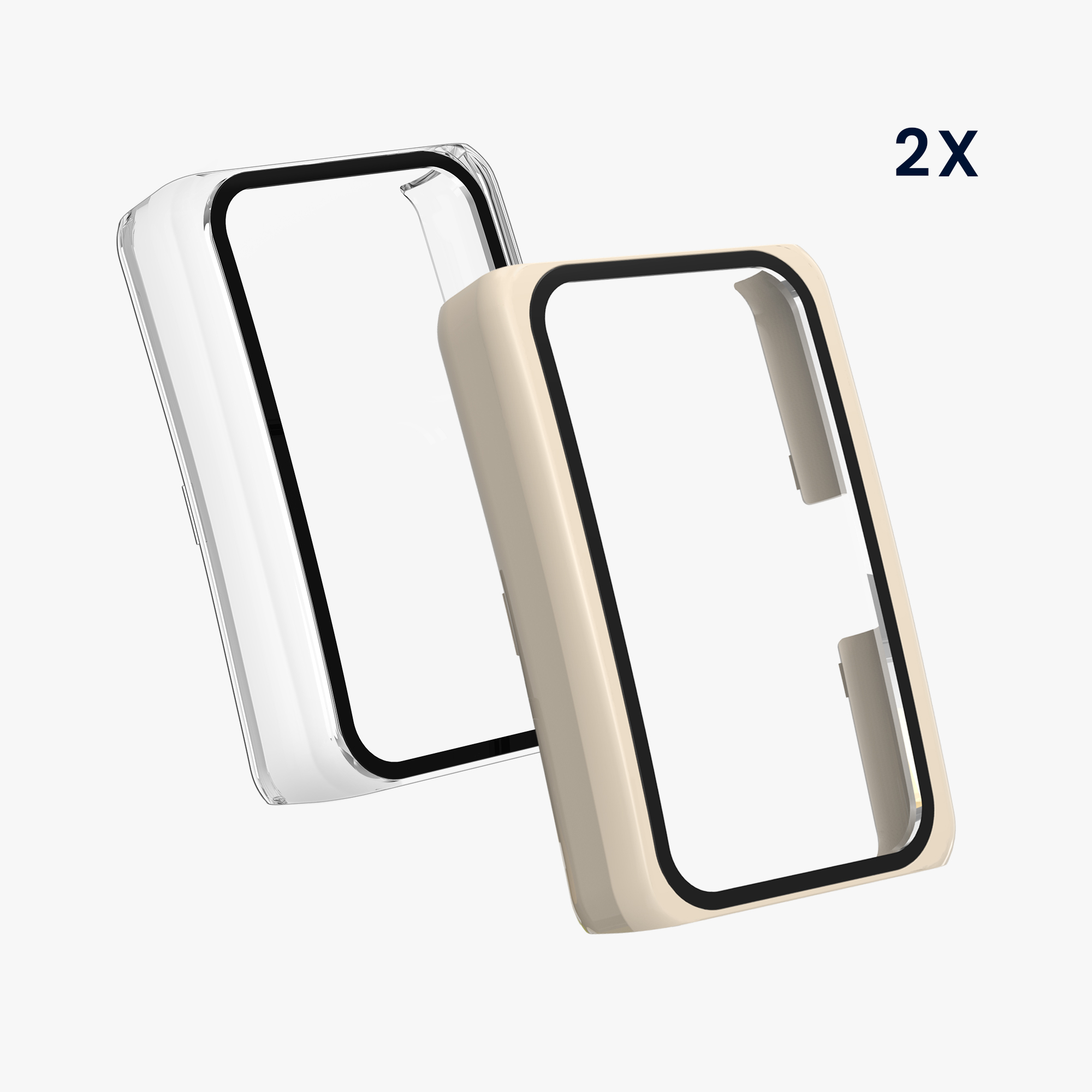 Ochranný rámeček se sklem na fitness náramek HONOR Band 7 / Band 6 / Huawei Band 7 / Band 6 Case 2 ks transparentně-béžové