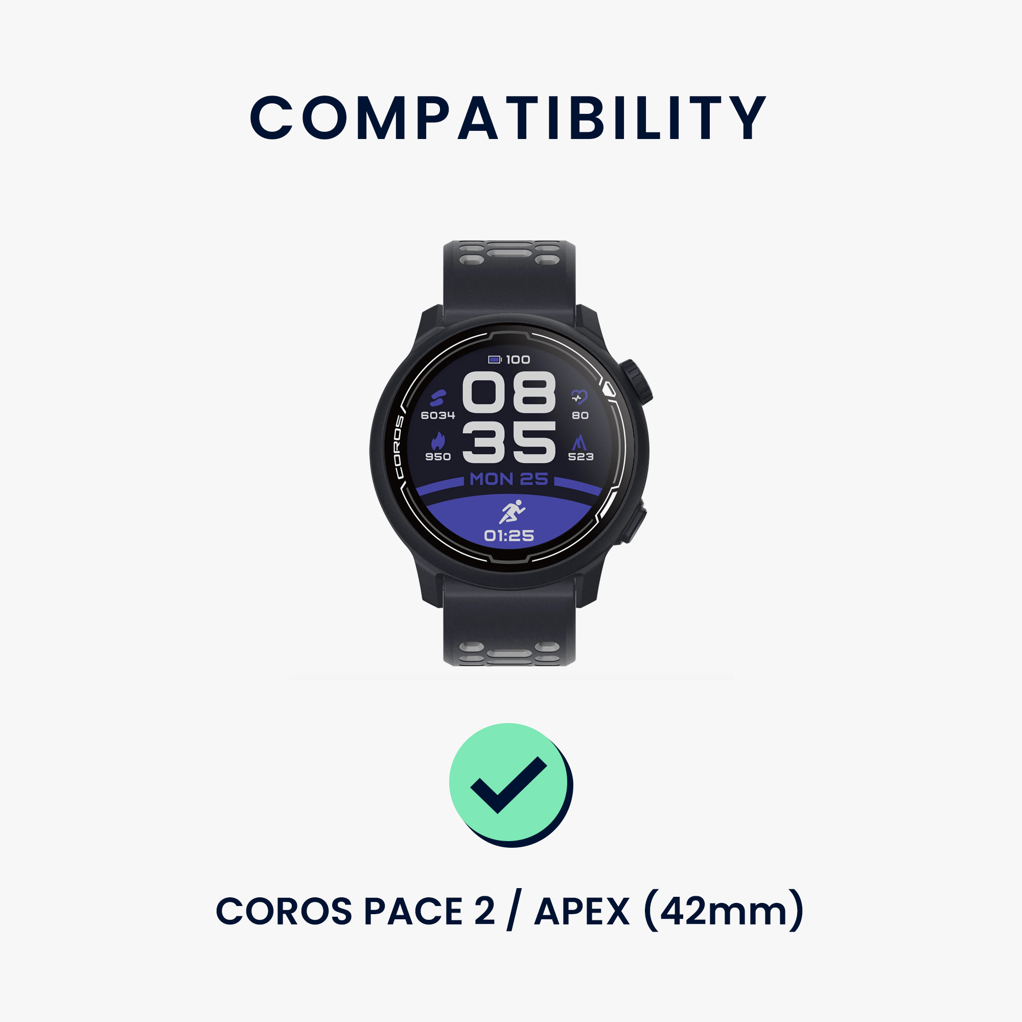 Řemínek k hodinkám COROS PACE 2 / APEX (42mm) kwmobile - šedá / vícebarevná