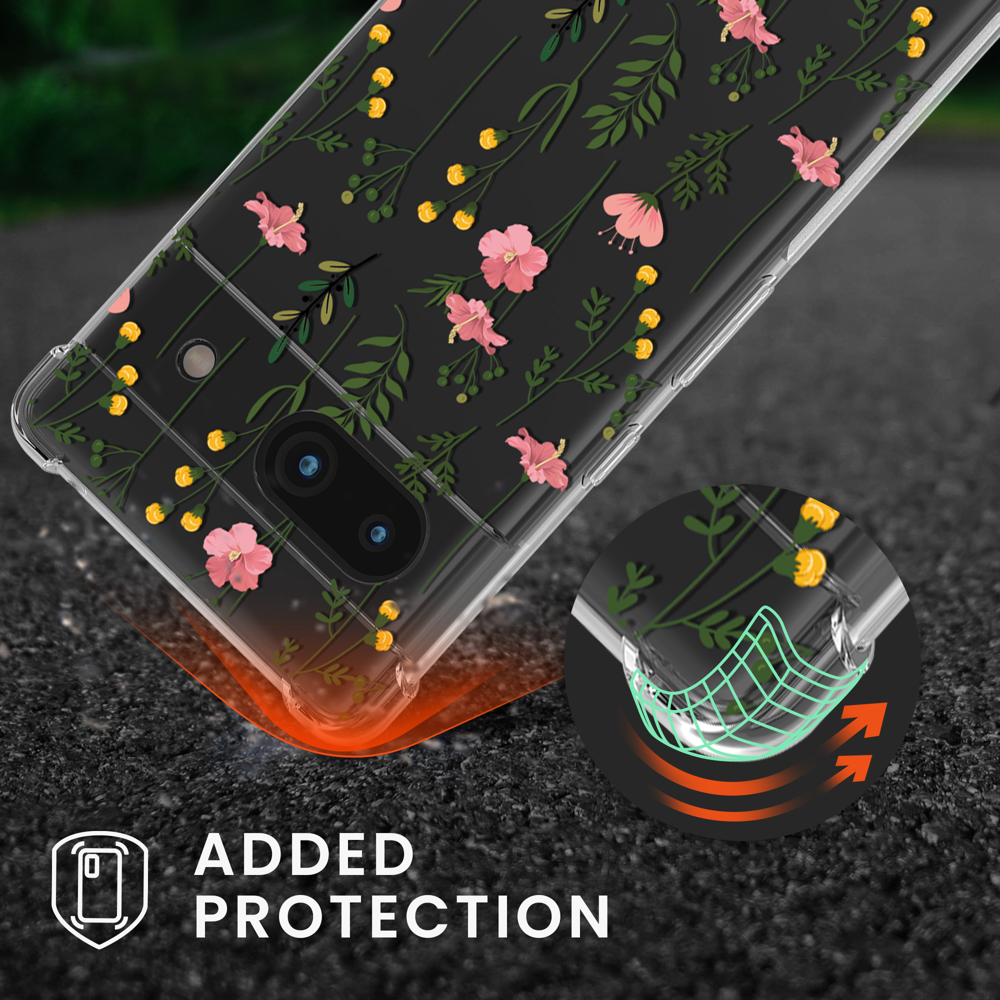 Crossbody kryt kwmobile pro Google Pixel 6 - jemné květy růžová/zelená/transparentní