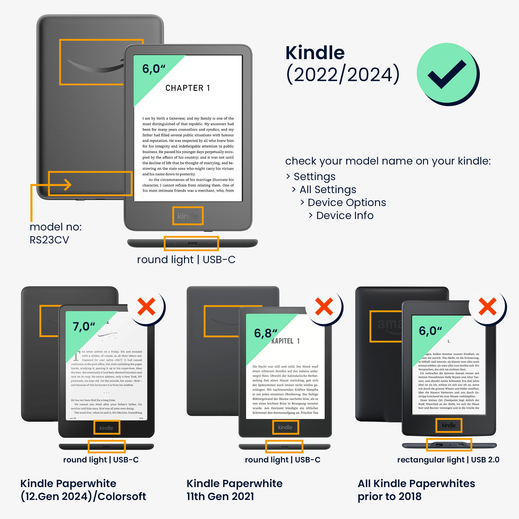 Pouzdro na čtečku kwmobile pro Amazon Kindle (2022/2024) - motiv motýlí úponky tmavě modrá