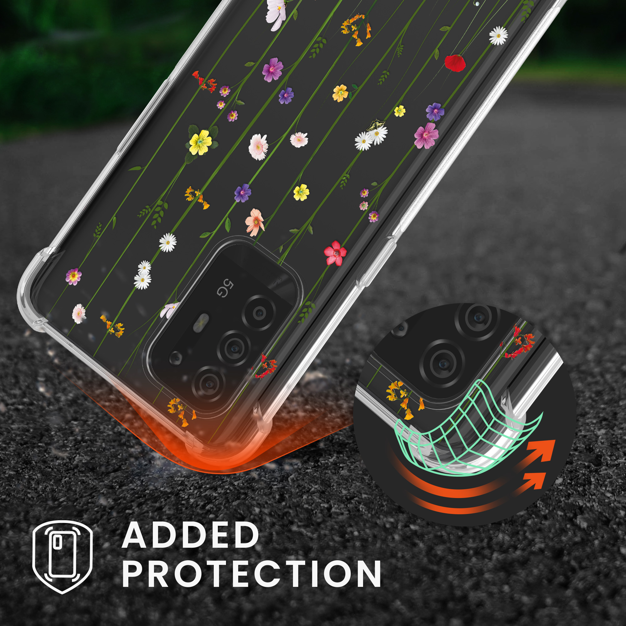 Kryt na mobil Oppo A94 (5G) kwmobile crossbody s šňůrkou wildflower vines -