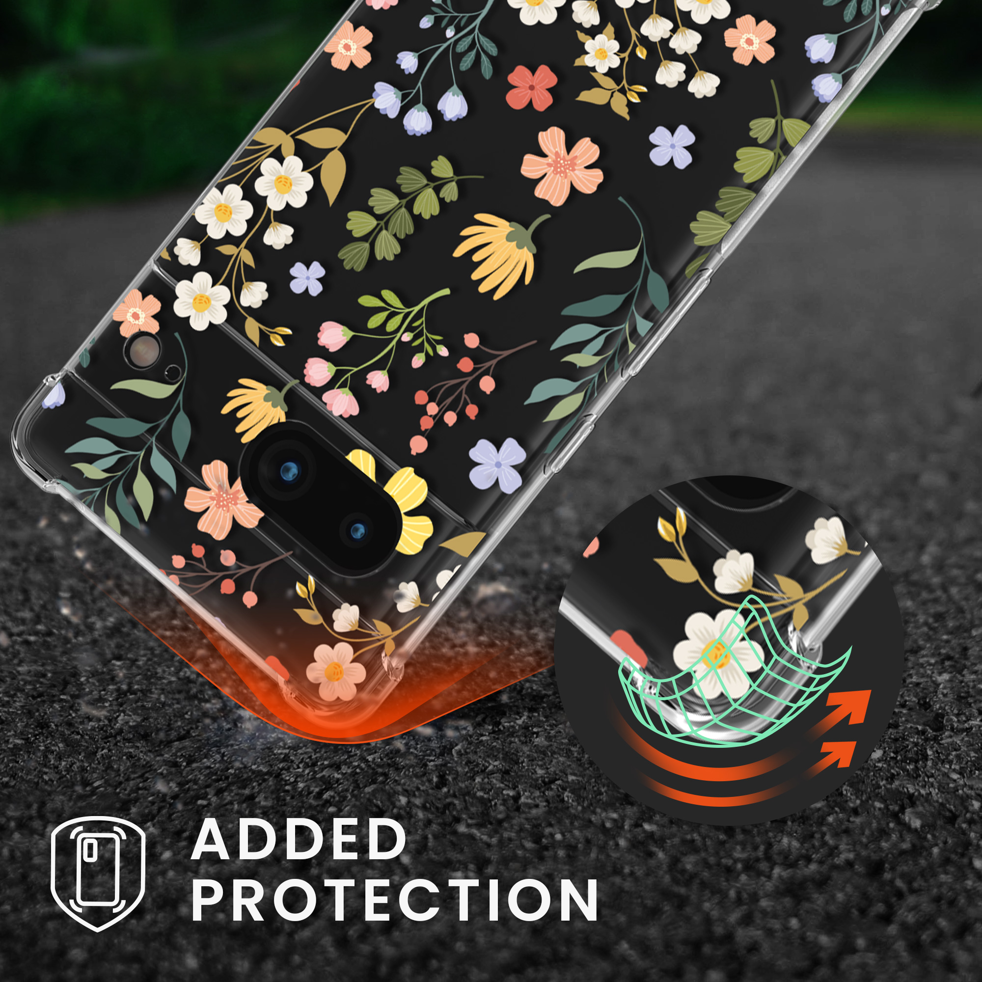 Crossbody kryt kwmobile pro Google Pixel 7 - charming flowers yellow / green / transparent