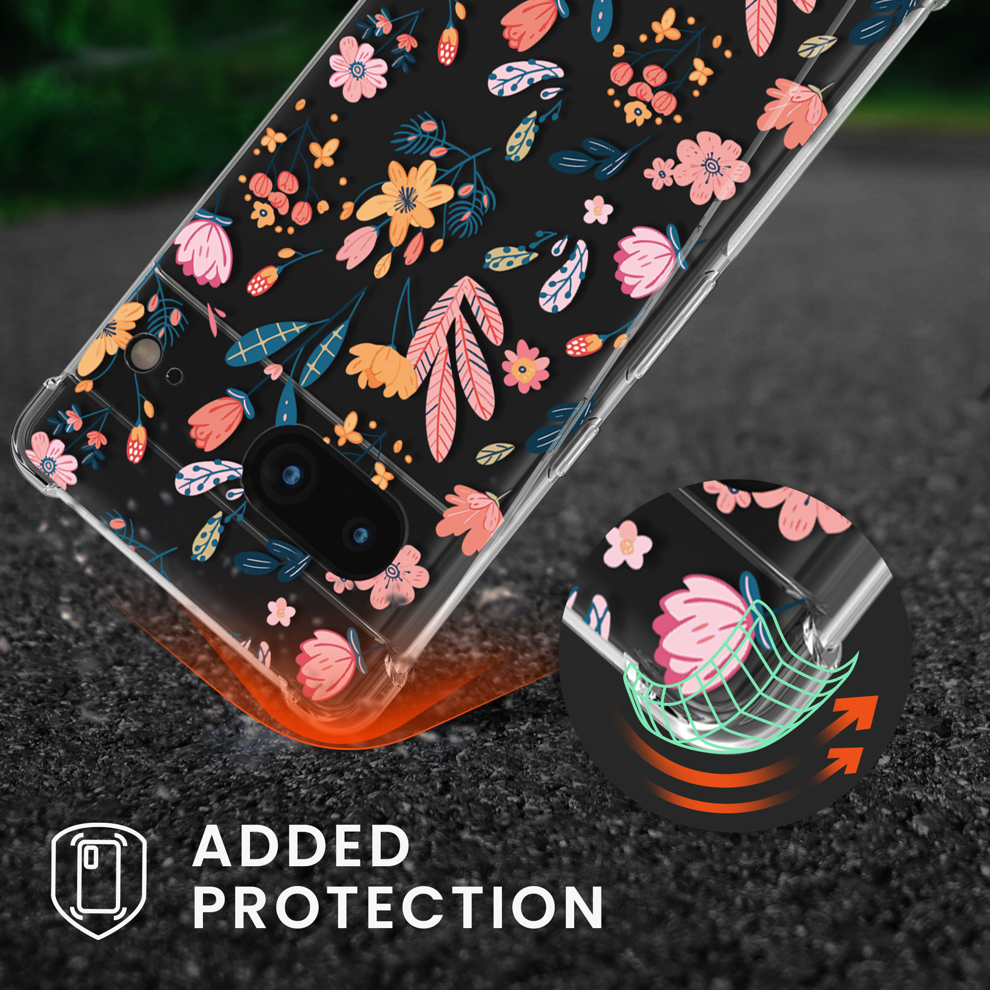 Crossbody kryt kwmobile pro Google Pixel 7 - floral delight pink / yellow / transparent