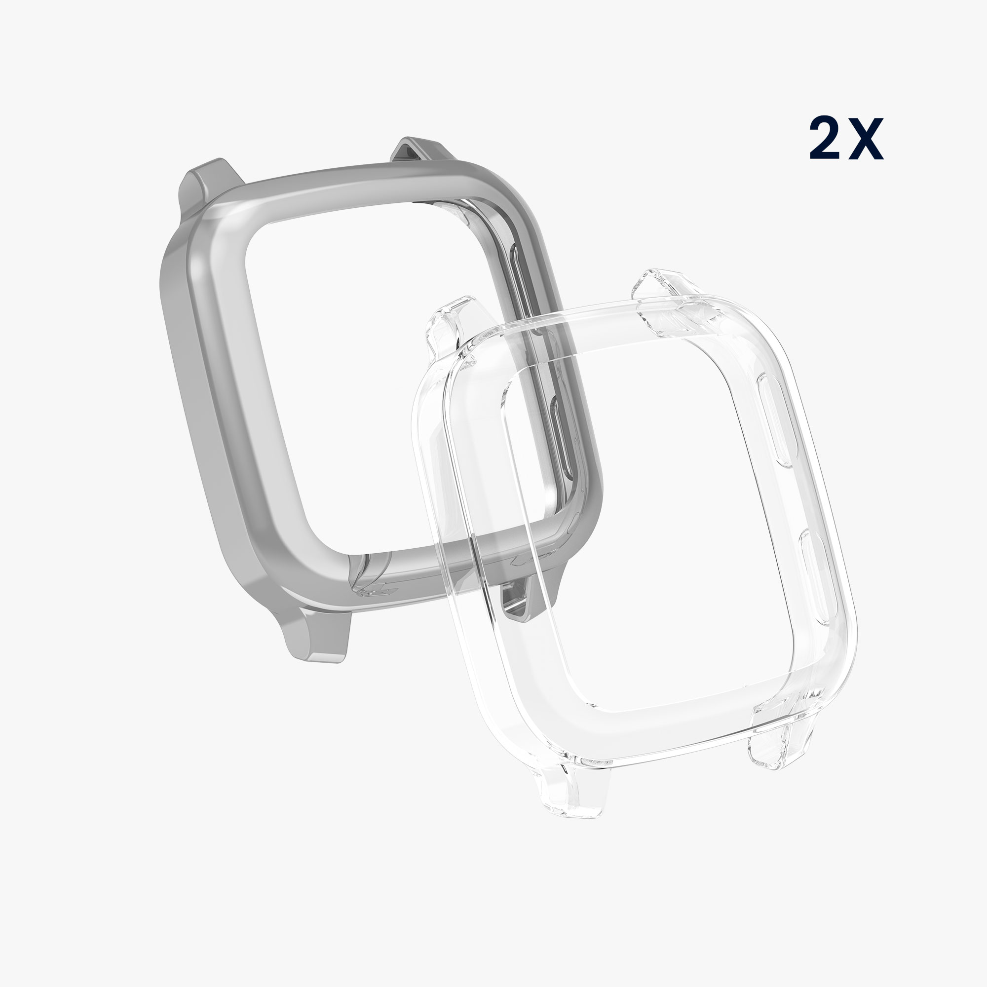 2 ks Ochranný kryt kwmobile pro Garmin Venu Sq 2 Music / Sq 2 - transparentní / stříbrná