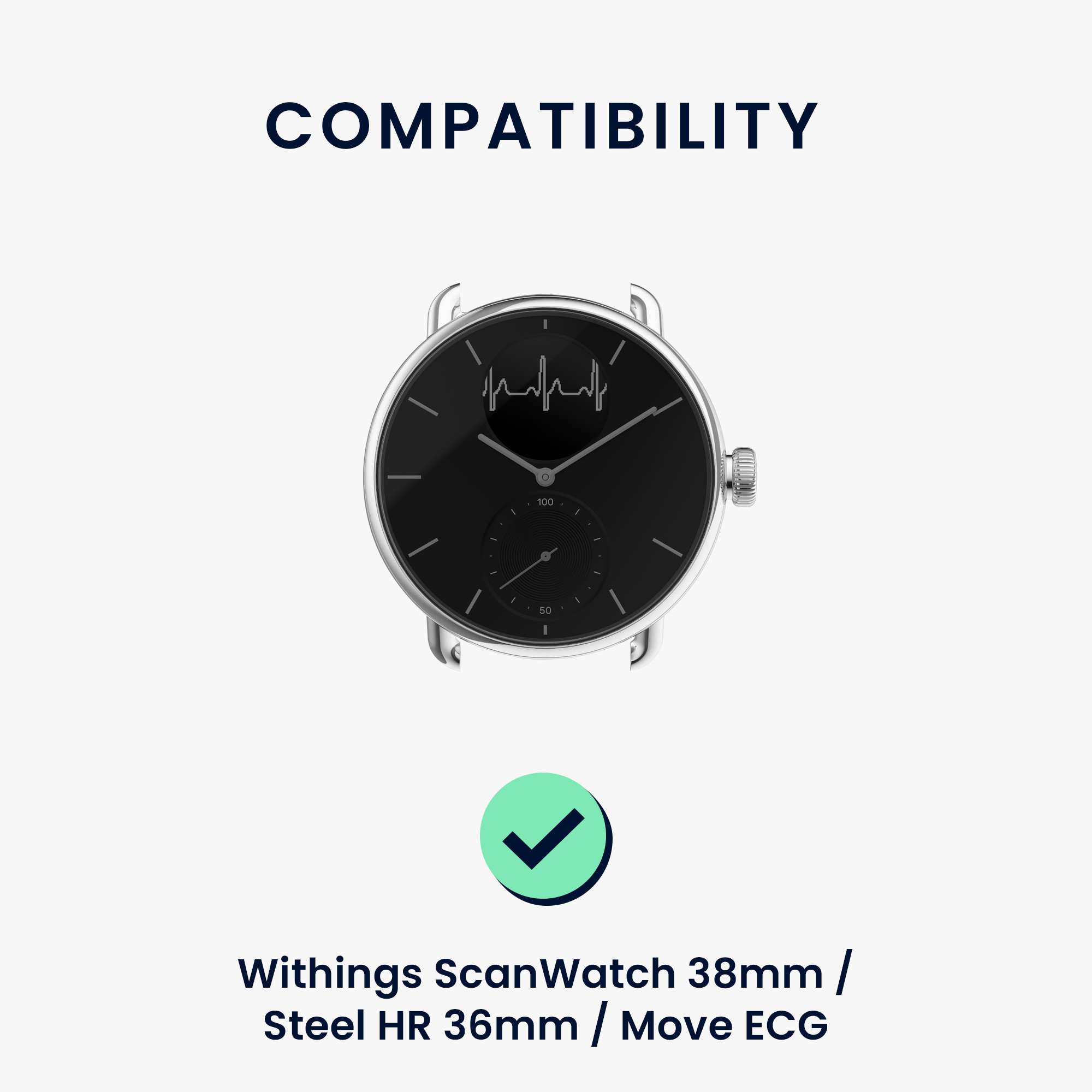 2x Řemínek Withings ScanWatch 38mm / Steel HR 36mm / Move ECG kwmobile - černá / šedá