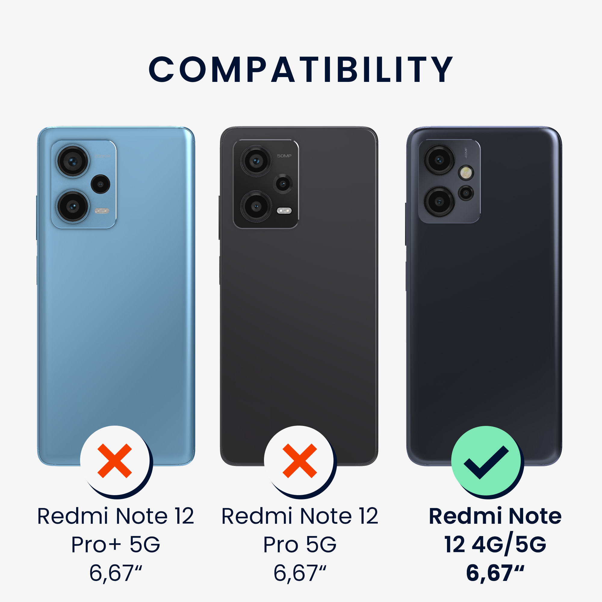 Ochranná fólie Xiaomi Redmi Note 12 4G čirá kwmobile sada 3 ks