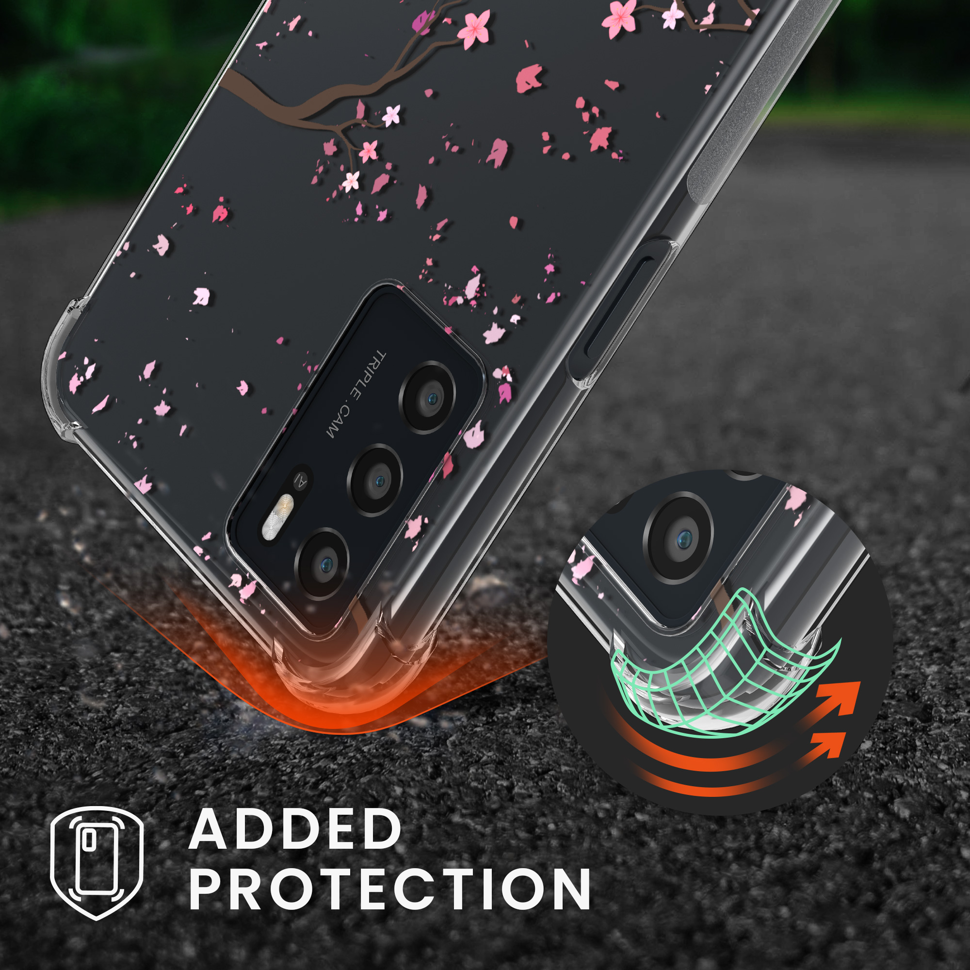 Kryt na mobil Oppo A16 / A16s / A54s kwmobile crossbody cherry blossoms