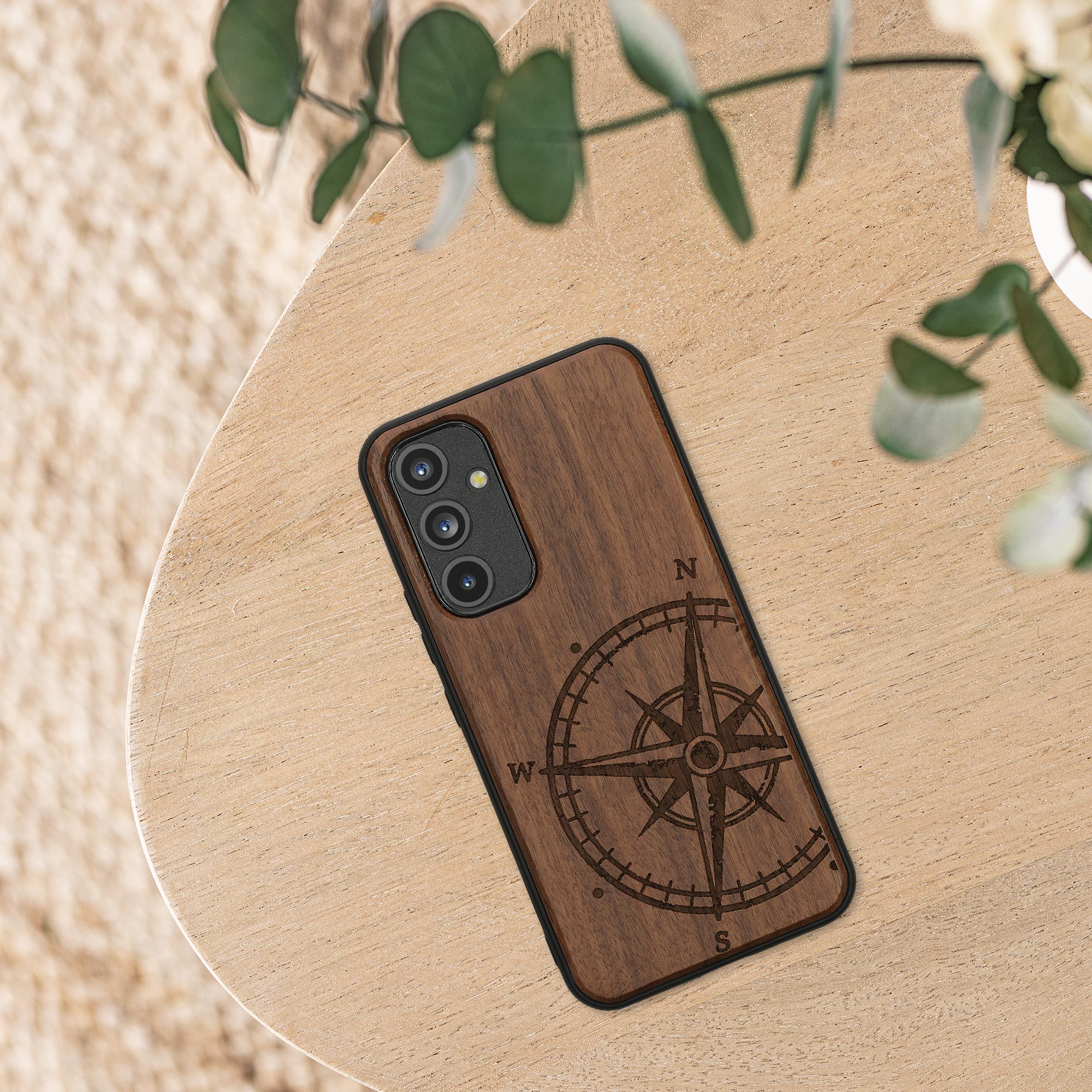 Dřevěný kryt na mobil Samsung Galaxy A54 5G kwmobile TPU rámeček Tmavě hnědá