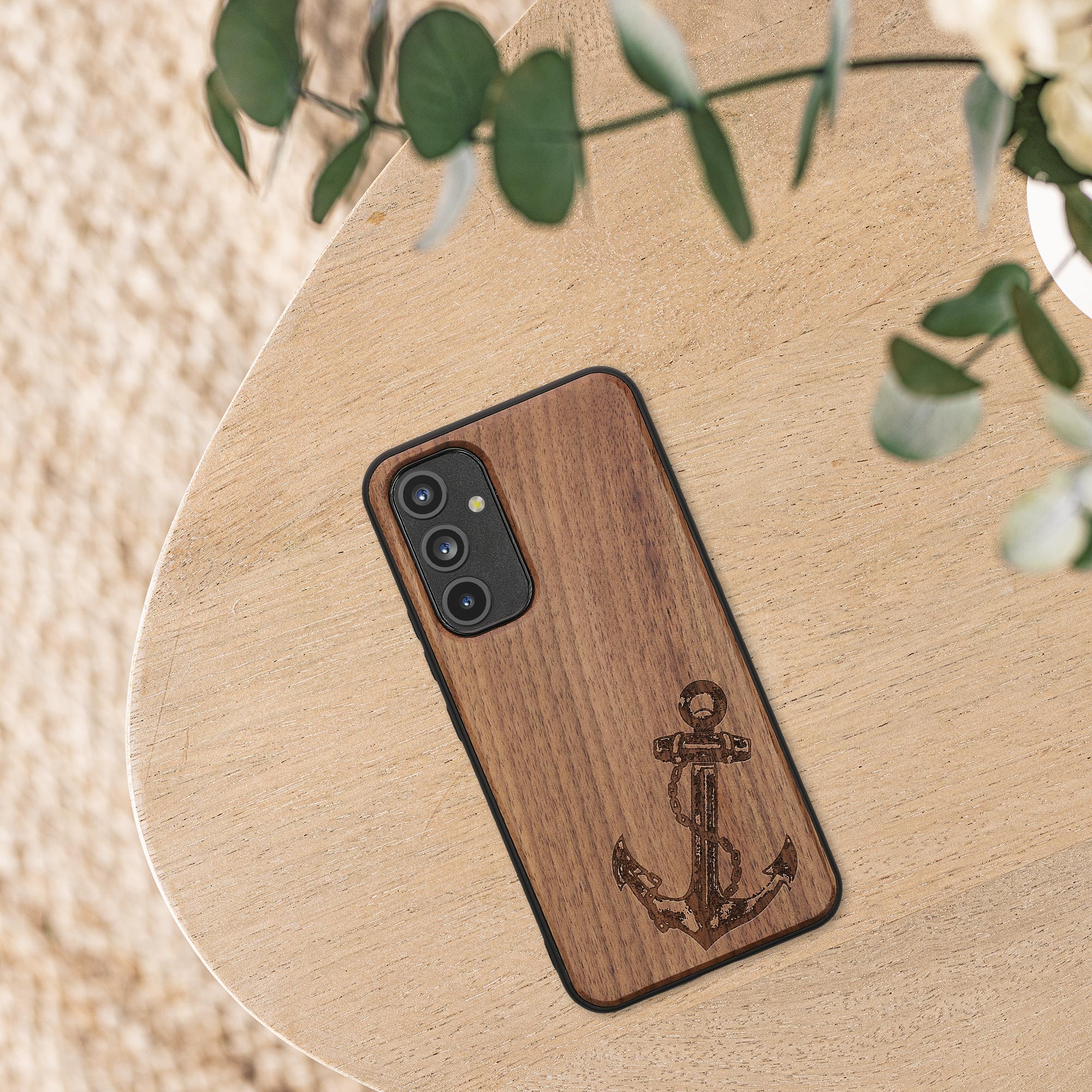 Dřevěný kryt na mobil Samsung Galaxy A54 5G kwmobile TPU rámeček Tmavě hnědá