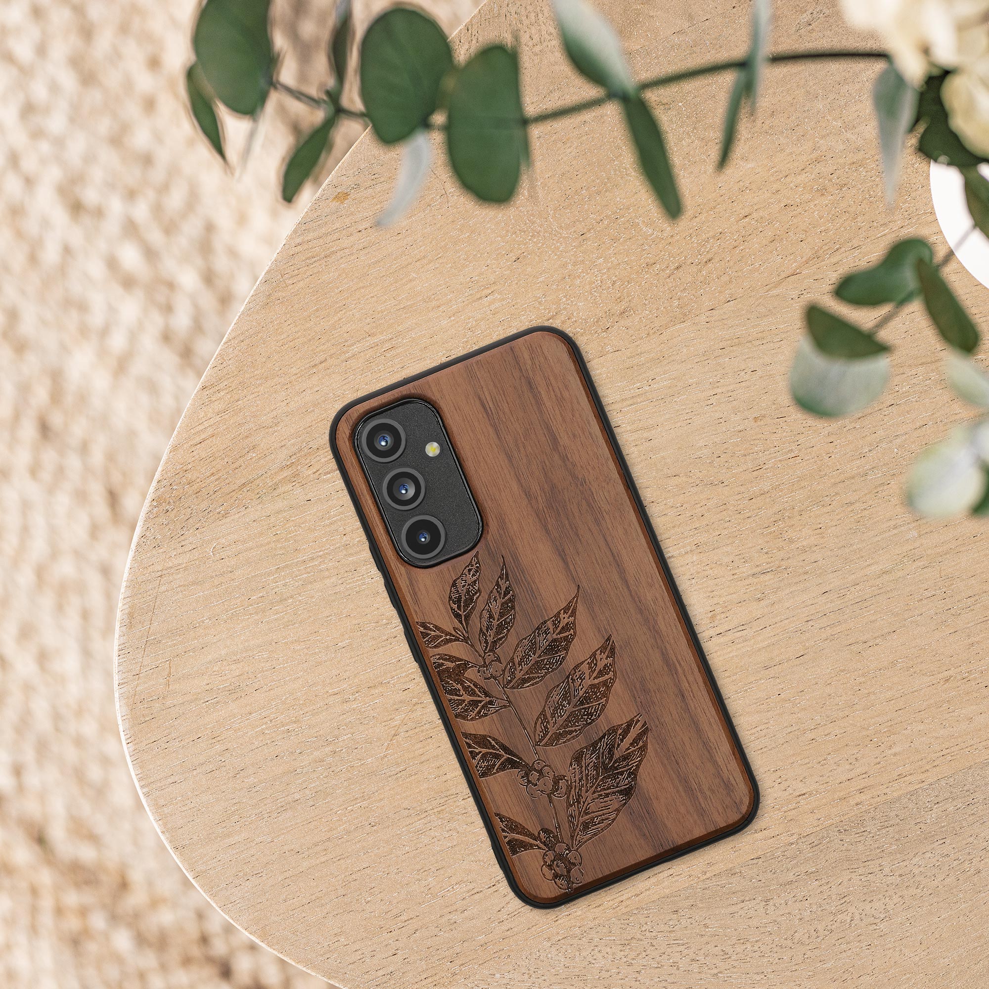 Dřevěný kryt na mobil Samsung Galaxy A54 5G kwmobile TPU rámeček Tmavě hnědá