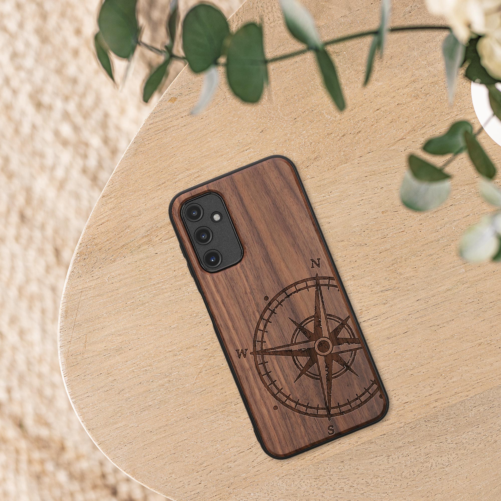 Dřevěný kryt na mobil Samsung Galaxy A14 5G kwmobile TPU rámeček Tmavě hnědá