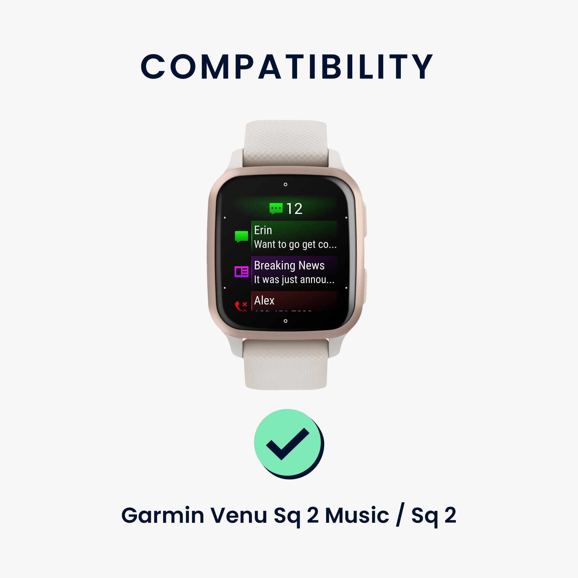2 ks Řemínek kwmobile pro Garmin Venu Sq 2 Music / Sq 2 / Vivoactive 6 / Vivoactive 5 - černá / šedá