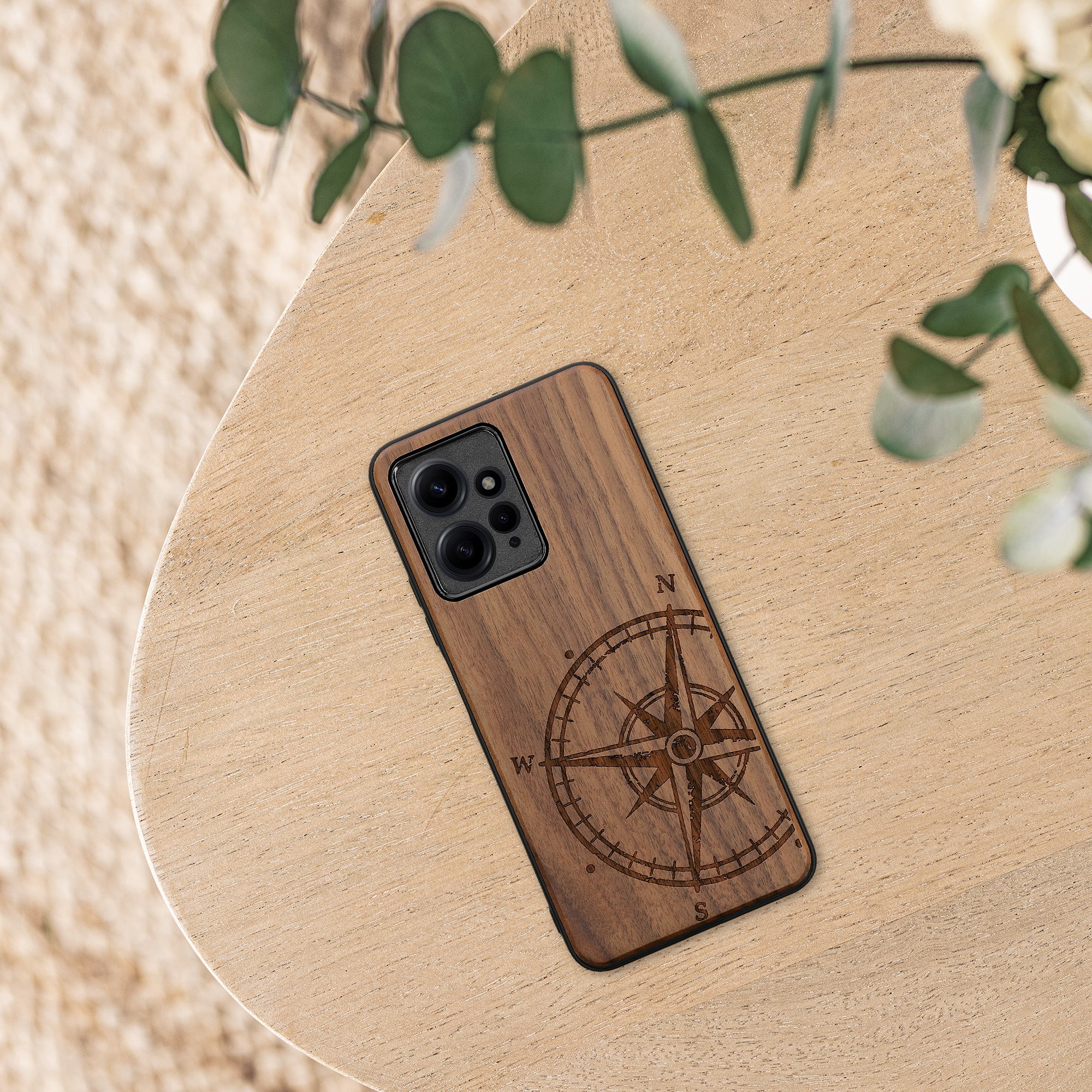 Dřevěný kryt Xiaomi Redmi Note 12 (4G) TPU nárazník tmavě hnědá kwmobile