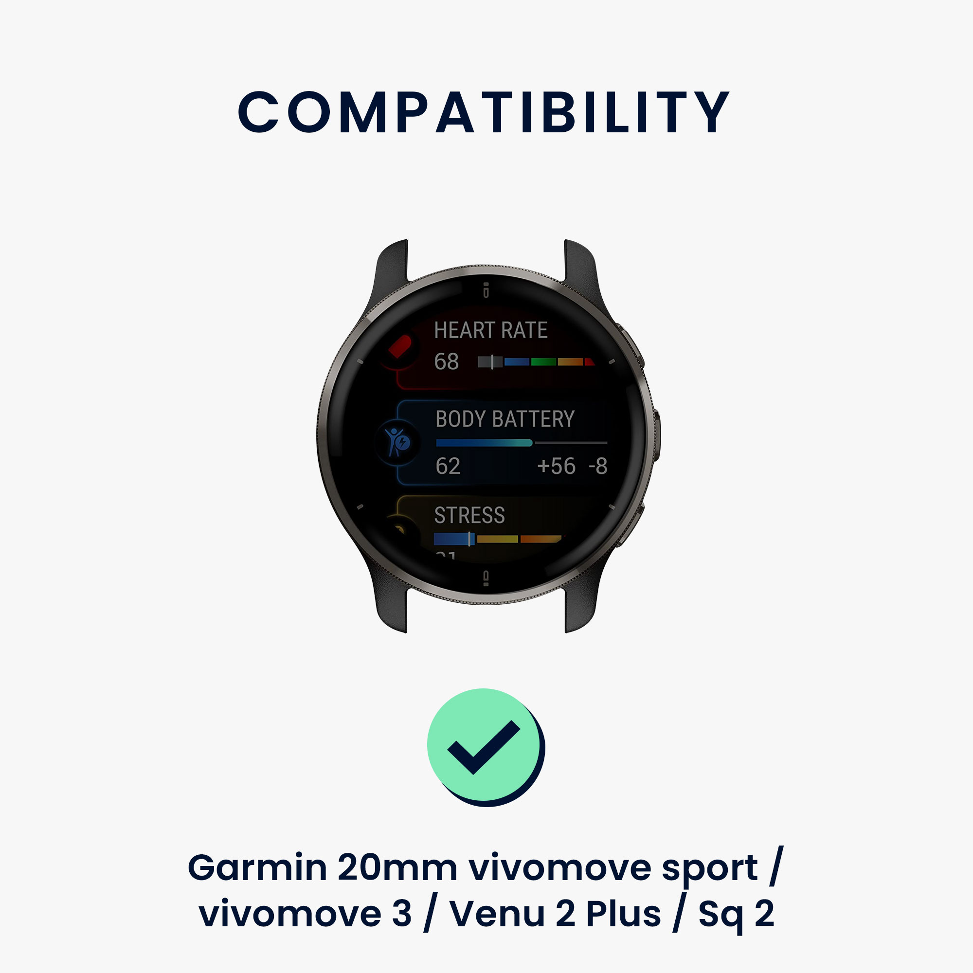 Řemínek Garmin 20mm vivomove sport/vivomove 3/Venu 2 Plus/Sq... 20mm kwmobile TPU fialový/čirý