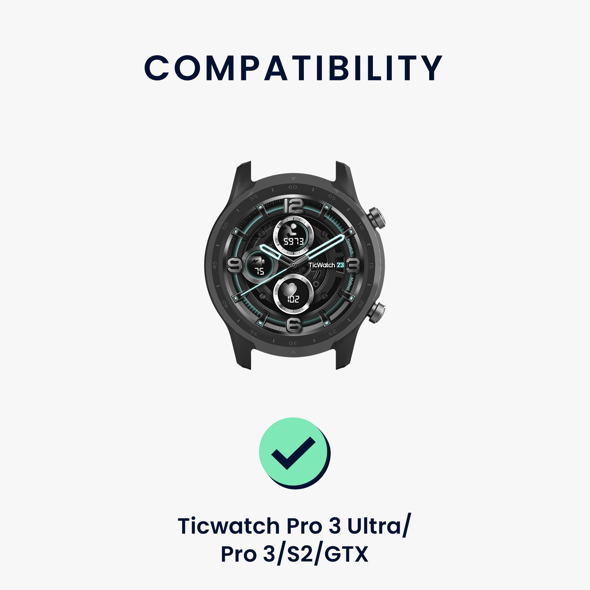 Silikonový řemínek hodinky Ticwatch Pro 3 Ultra náhradní černá kwmobile
