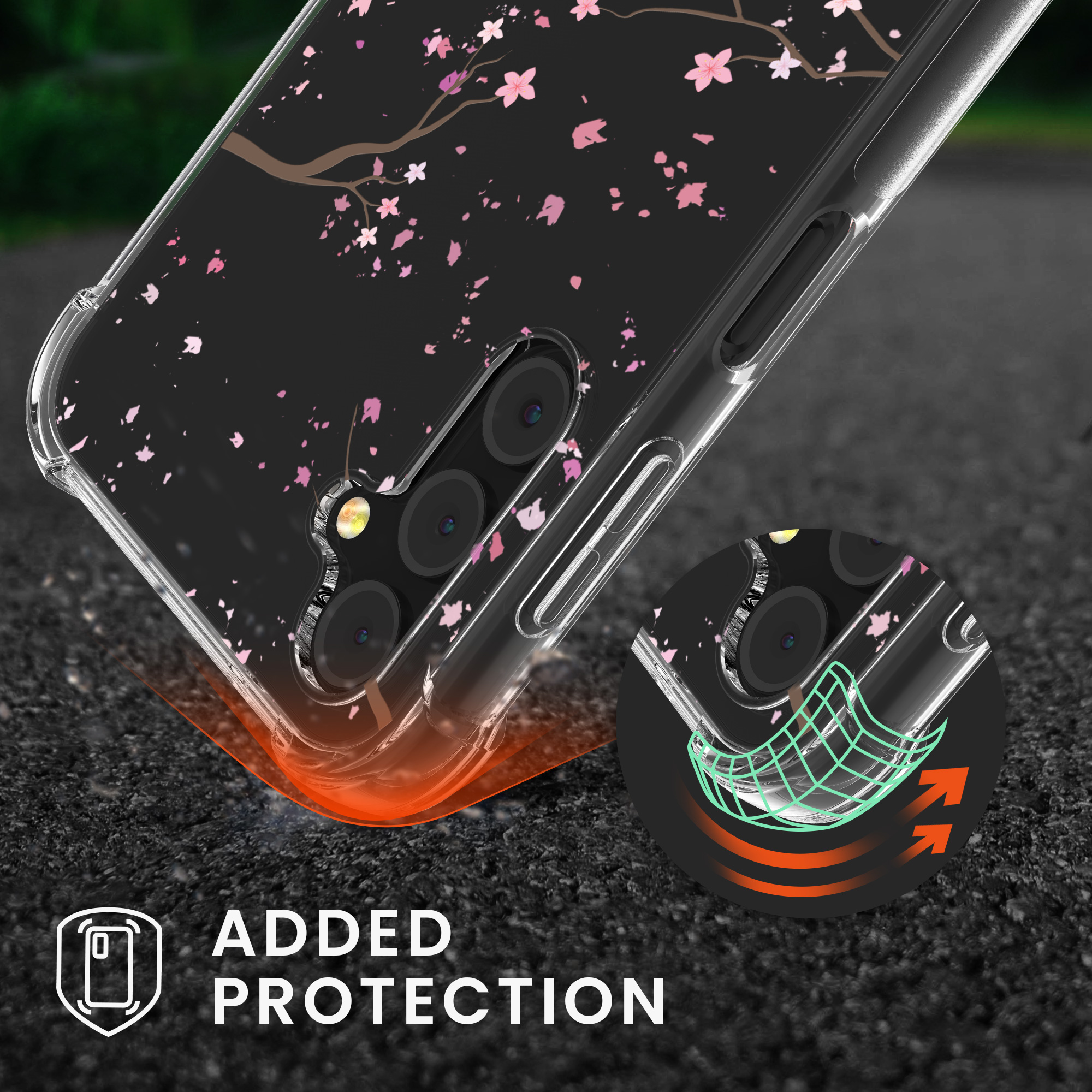 Crossbody kryt na mobil Samsung Galaxy A14 5G kwmobile se šňůrkou Cherry Blossoms Pi