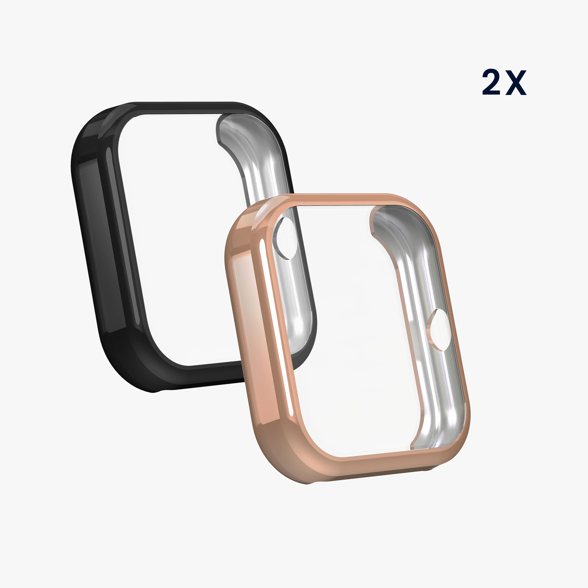 Sada 2 krytů s ochranou displeje pro Huami Amazfit Bip 3 / Bip 3 Pro kwmobile - černá a růžově zlatá