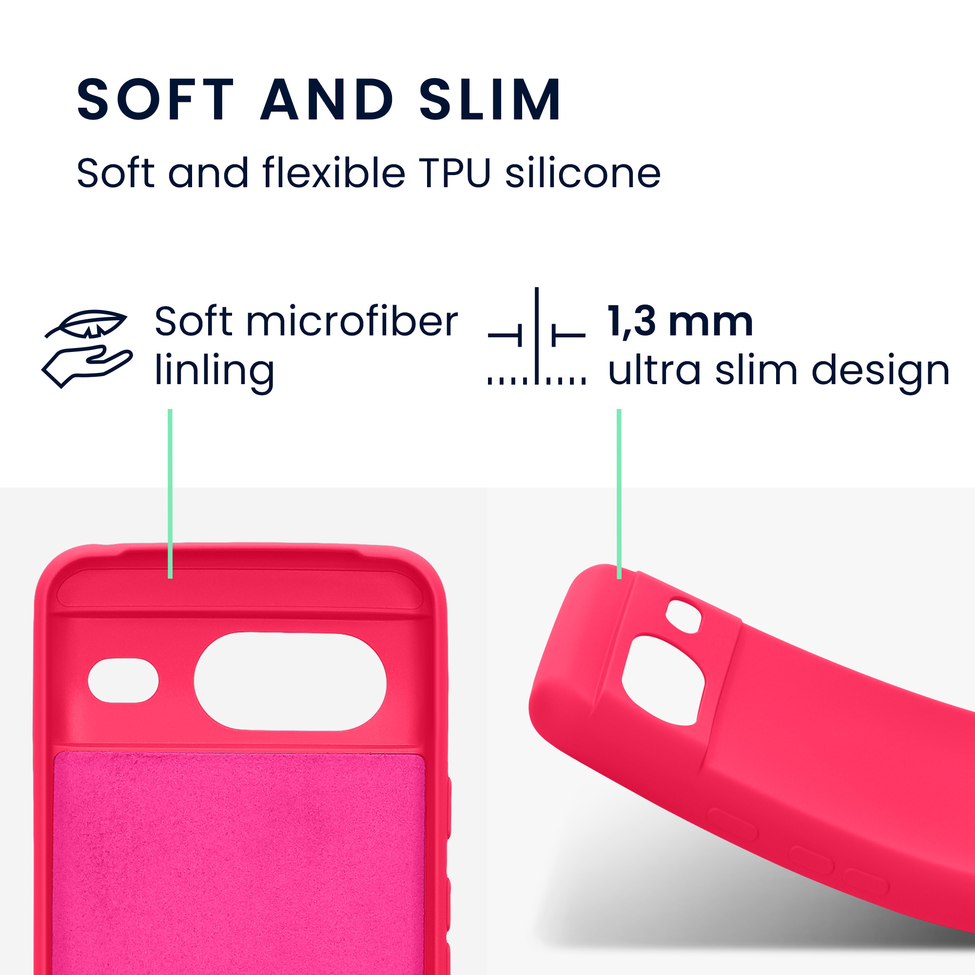 Slim TPU kryt kwmobile Google Pixel 8 - neonově růžový
