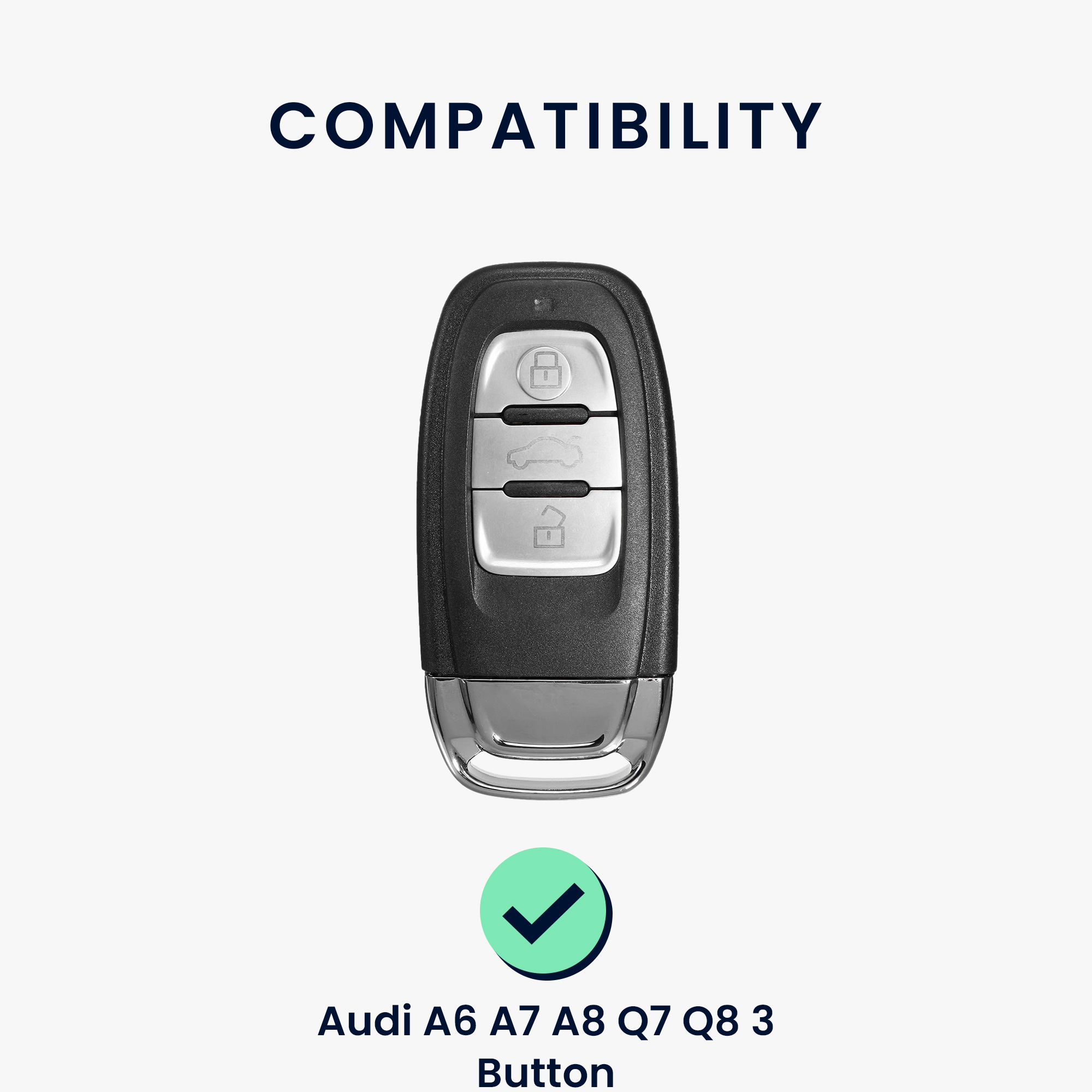 Pevné pouzdro na klíč od auta Audi A6-A8 Q7-Q8 Carbon leskle stříbrné
