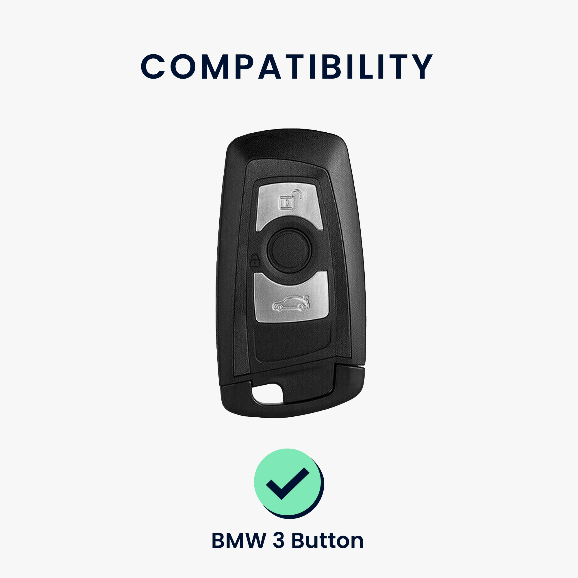Pevné pouzdro na klíč od auta BMW 3 tlačítka Keyless Go leskle stříbrné