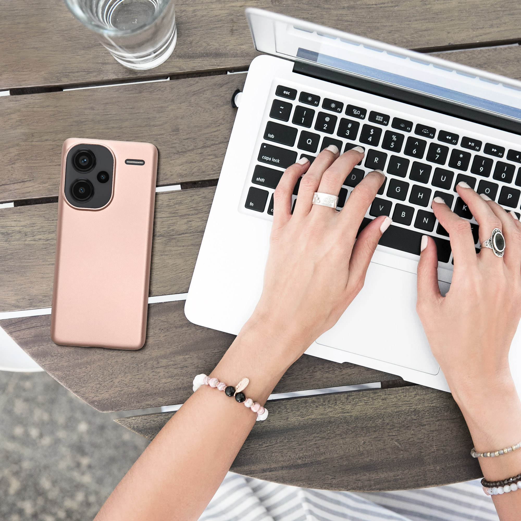 Kryt Xiaomi Redmi Note 13 Pro+ 5G metalický TPU metalická růžovo-zlatá kwmobile