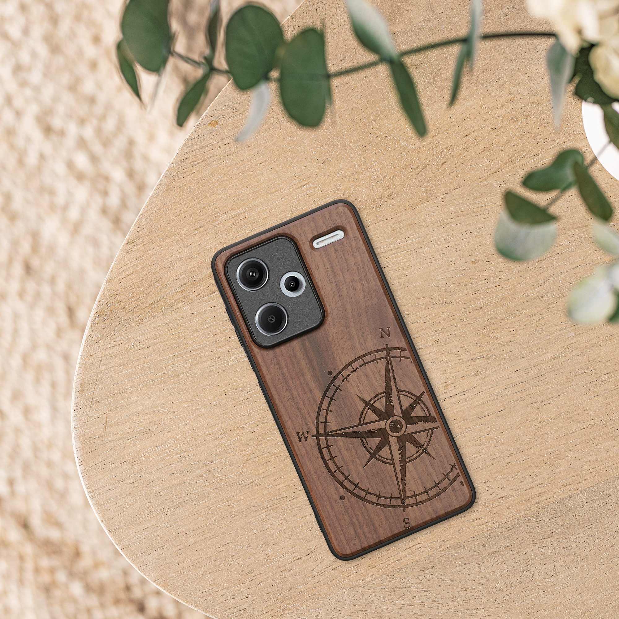 Dřevěný kryt Xiaomi Redmi Note 13 Pro+ 5G TPU nárazník tmavě hnědá kwmobile