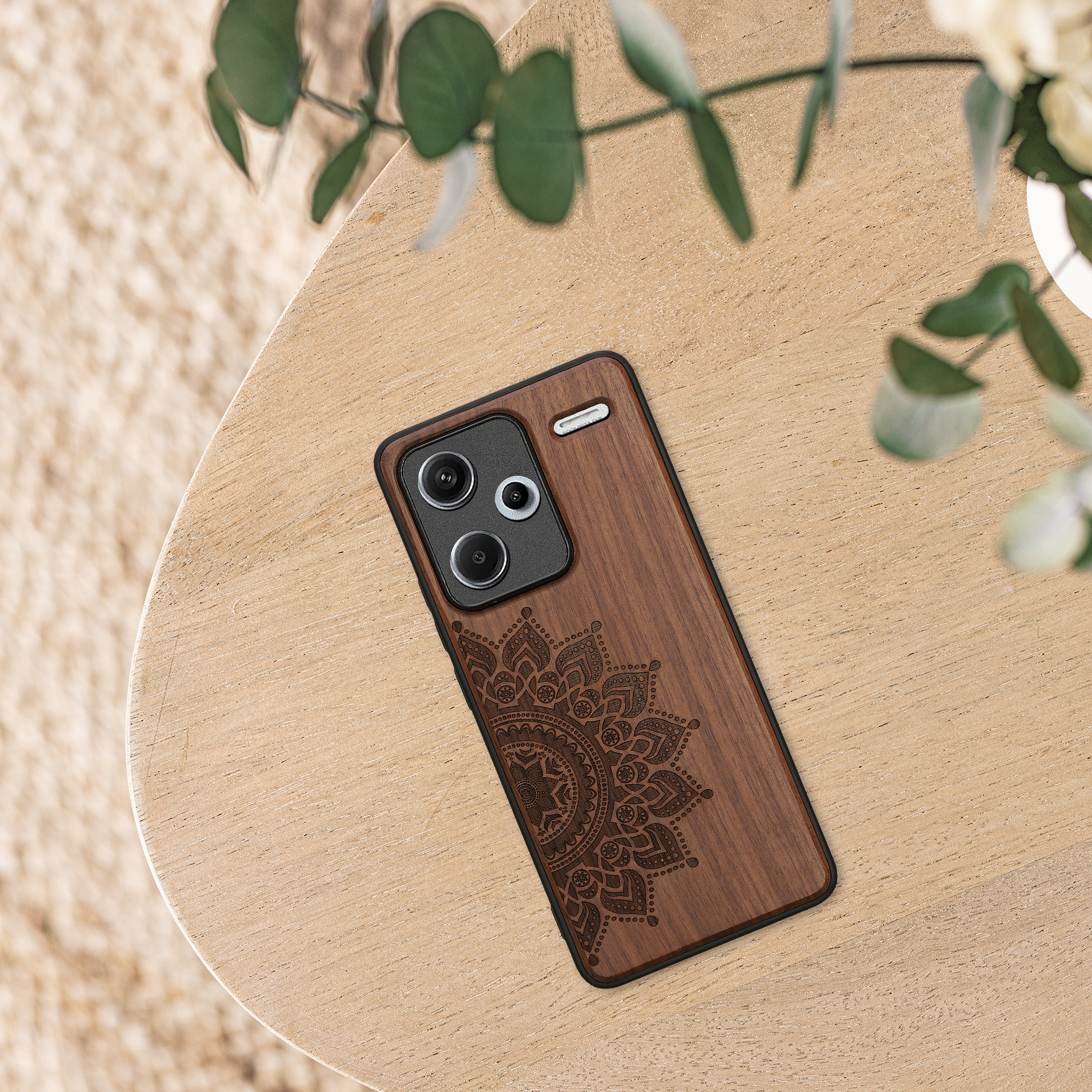 Dřevěný kryt Xiaomi Redmi Note 13 Pro+ 5G TPU nárazník tmavě hnědá kwmobile