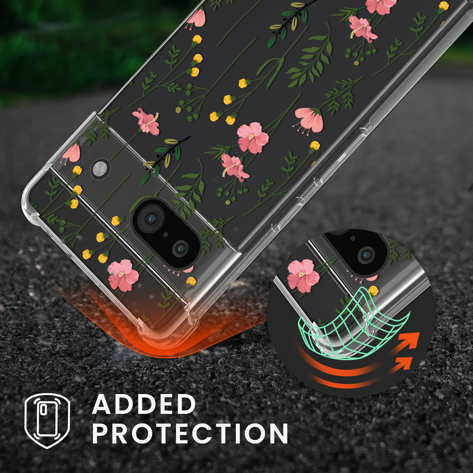 Crossbody kryt kwmobile pro Google Pixel 8a - Gentle Wildflowers Pink / Green / Transparent