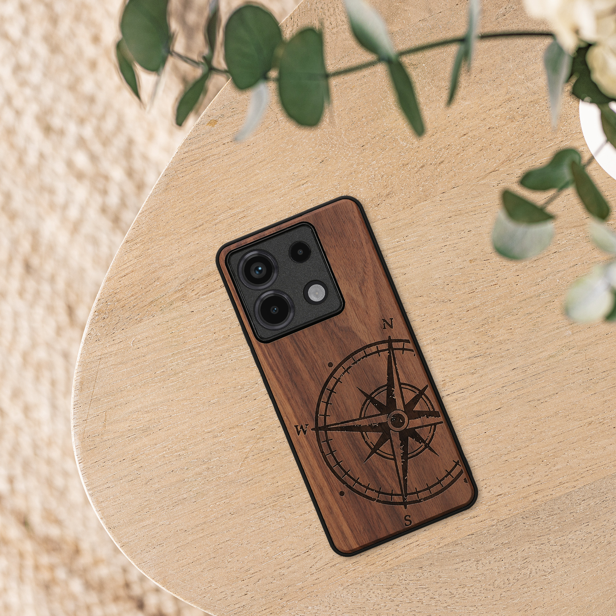 Dřevěný kryt Xiaomi Redmi Note 13 Pro 5G TPU nárazník tmavě hnědá kwmobile