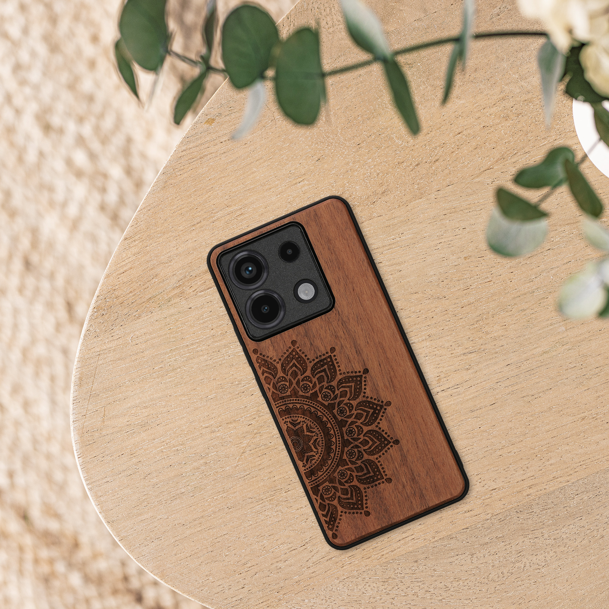 Dřevěný kryt Xiaomi Redmi Note 13 Pro 5G TPU nárazník tmavě hnědá kwmobile