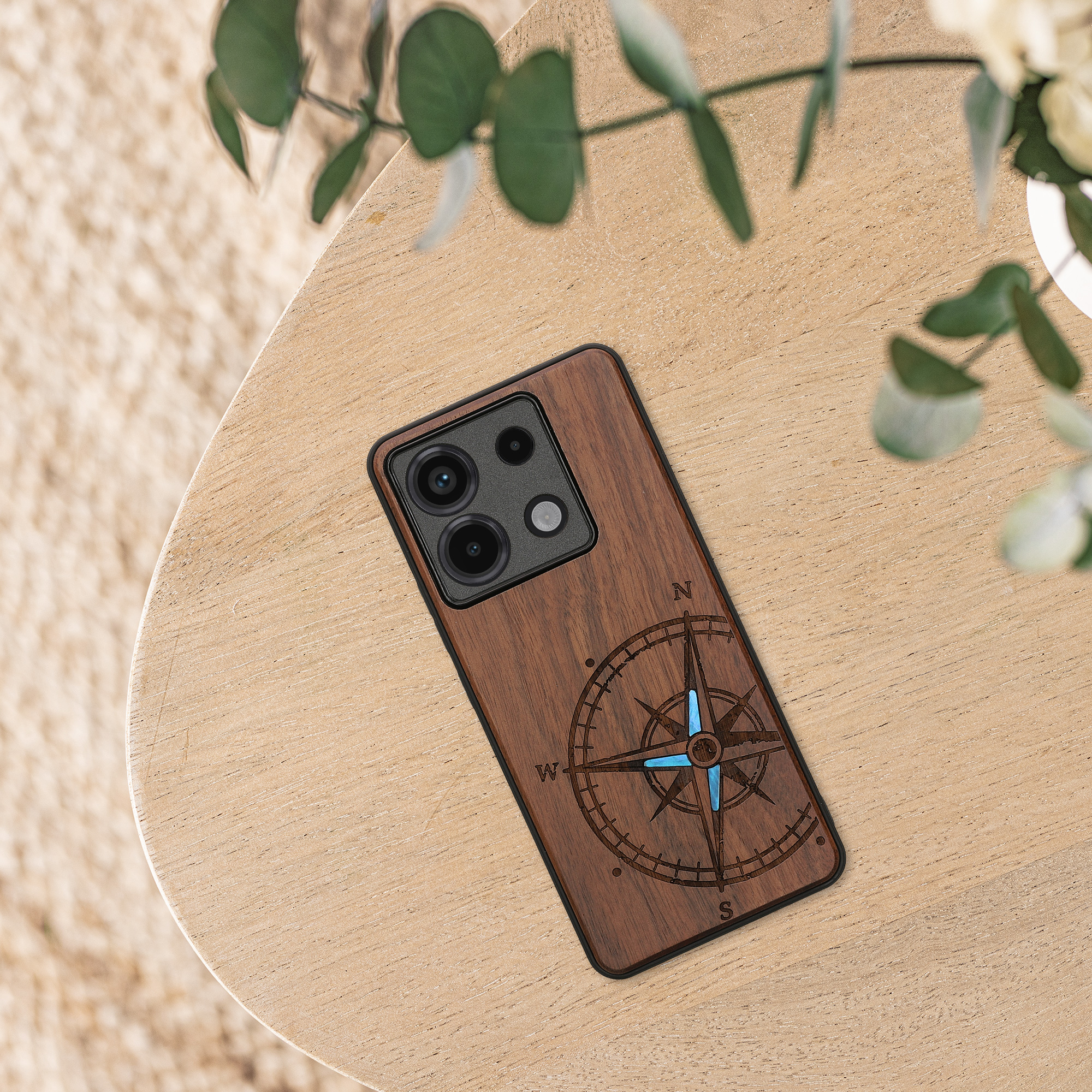 Dřevěný kryt Xiaomi Redmi Note 13 Pro 5G TPU nárazník tmavě hnědá kwmobile