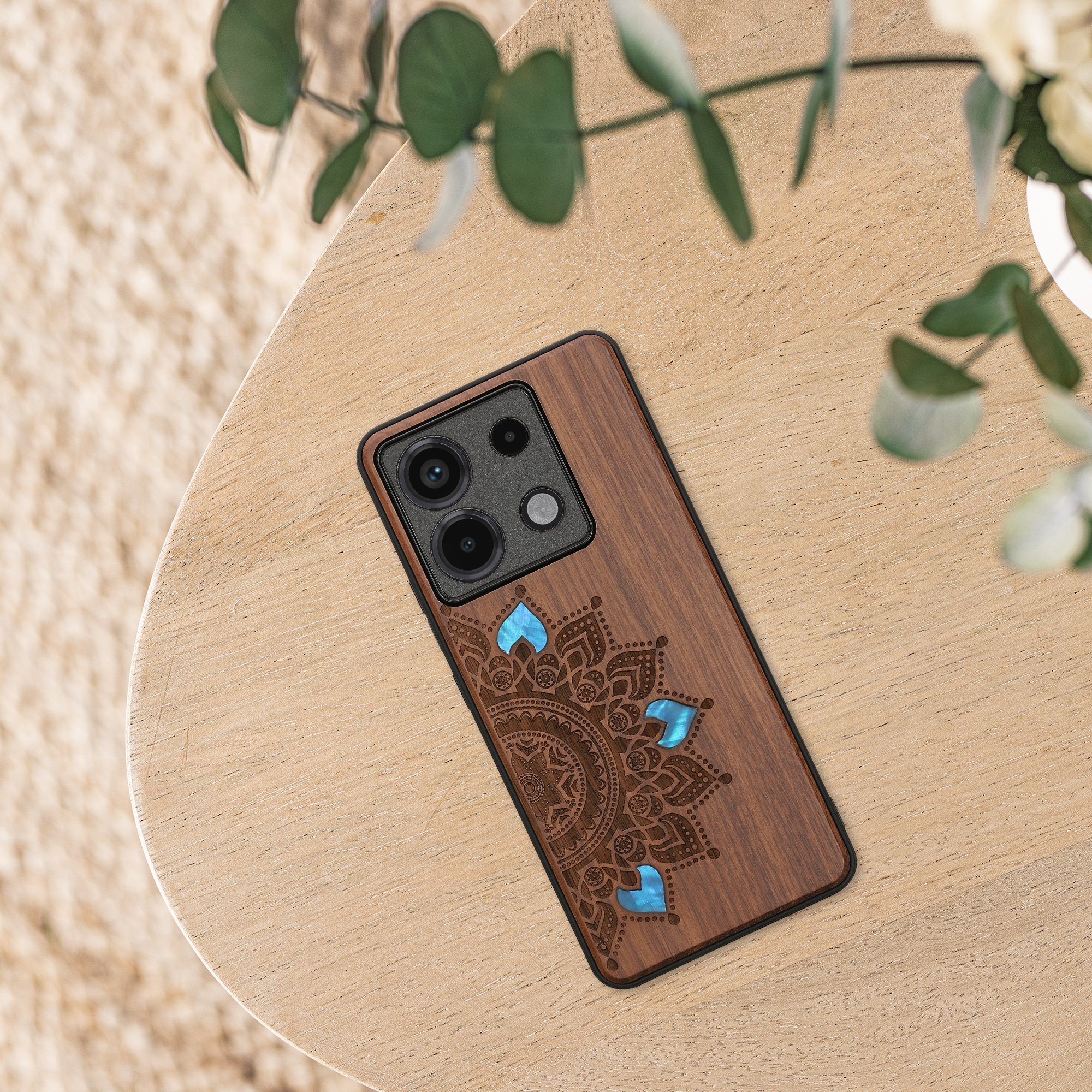 Dřevěný kryt Xiaomi Redmi Note 13 Pro 5G TPU nárazník tmavě hnědá kwmobile