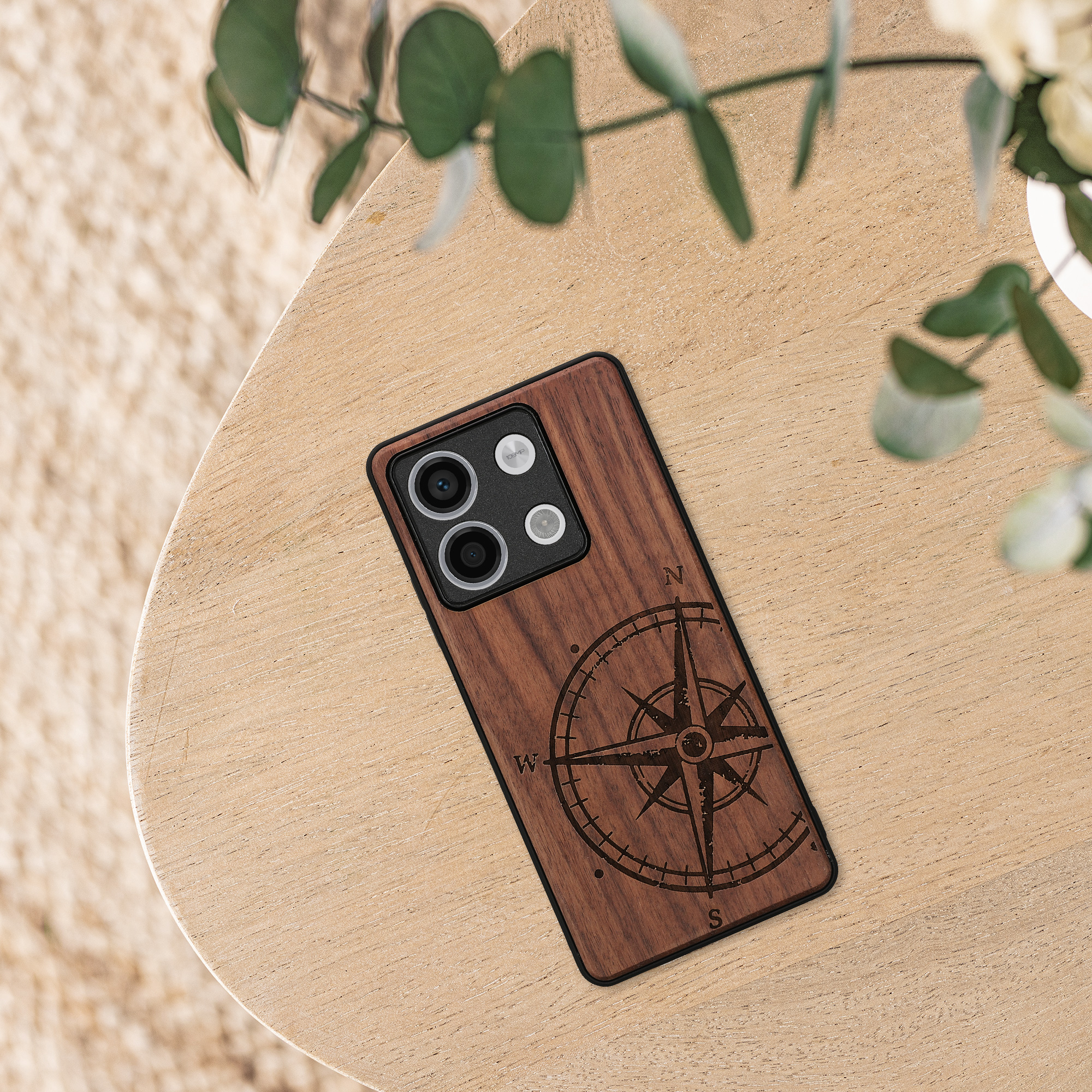 Dřevěný kryt Xiaomi Redmi Note 13 5G TPU nárazník tmavě hnědá kwmobile