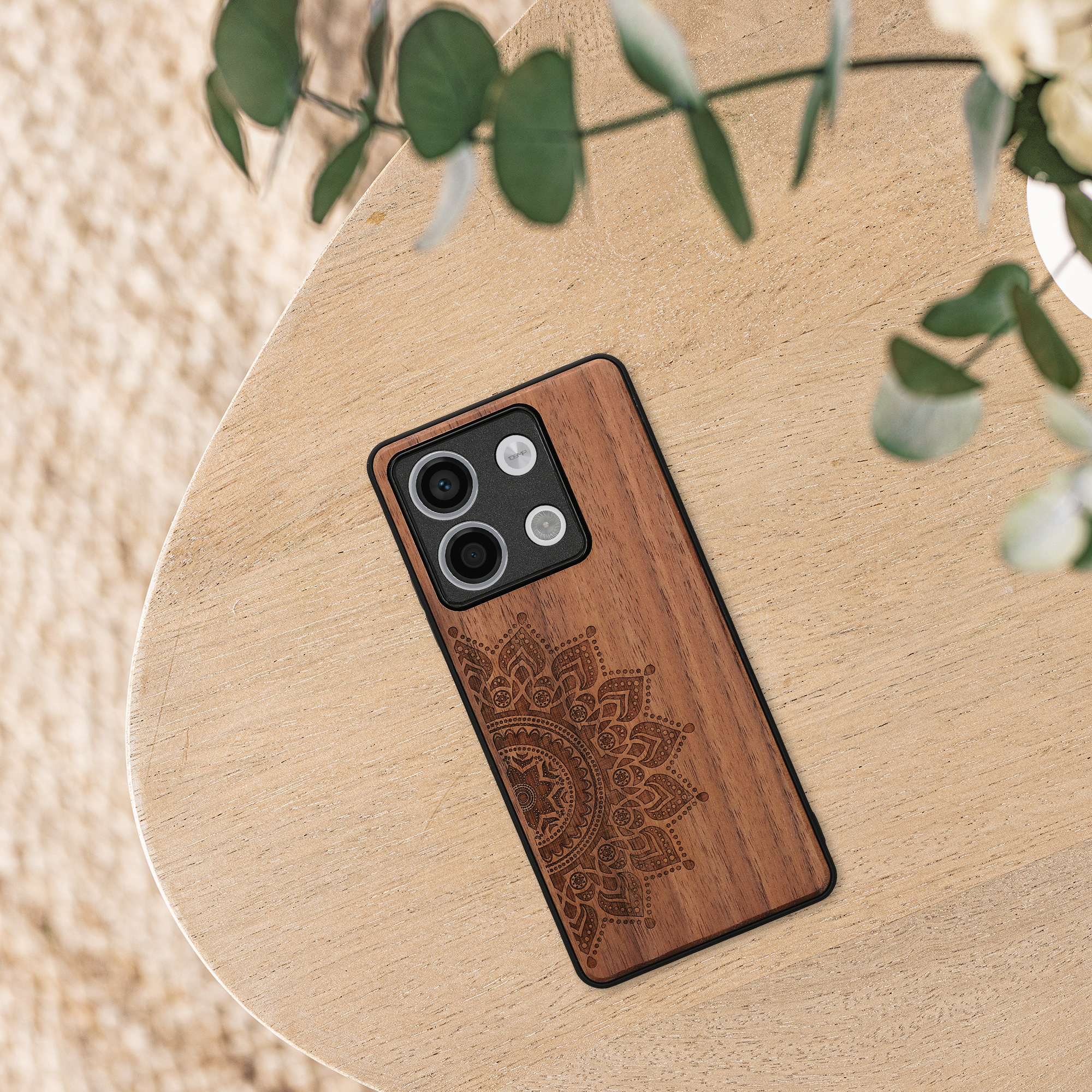 Dřevěný kryt Xiaomi Redmi Note 13 5G TPU nárazník tmavě hnědá kwmobile