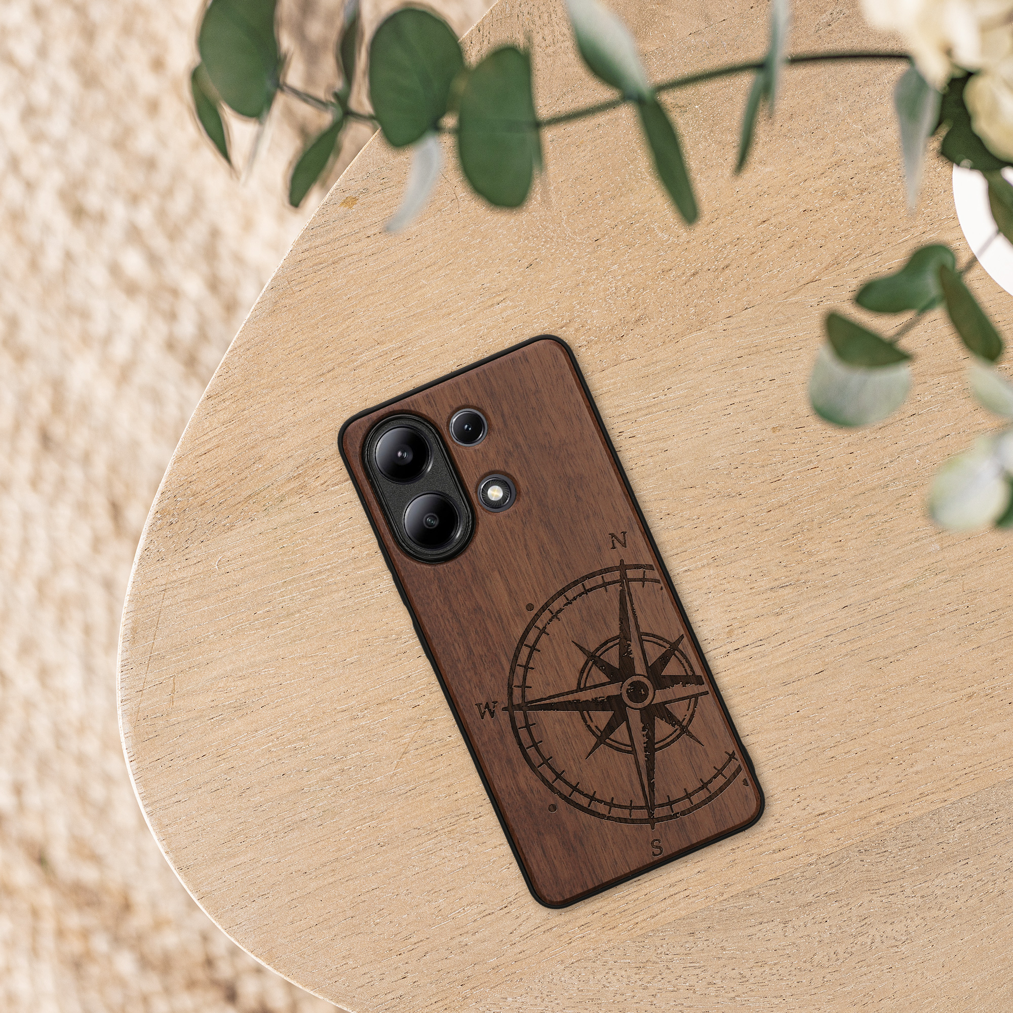 Dřevěný kryt Xiaomi Redmi Note 13 4G TPU nárazník tmavě hnědá kwmobile