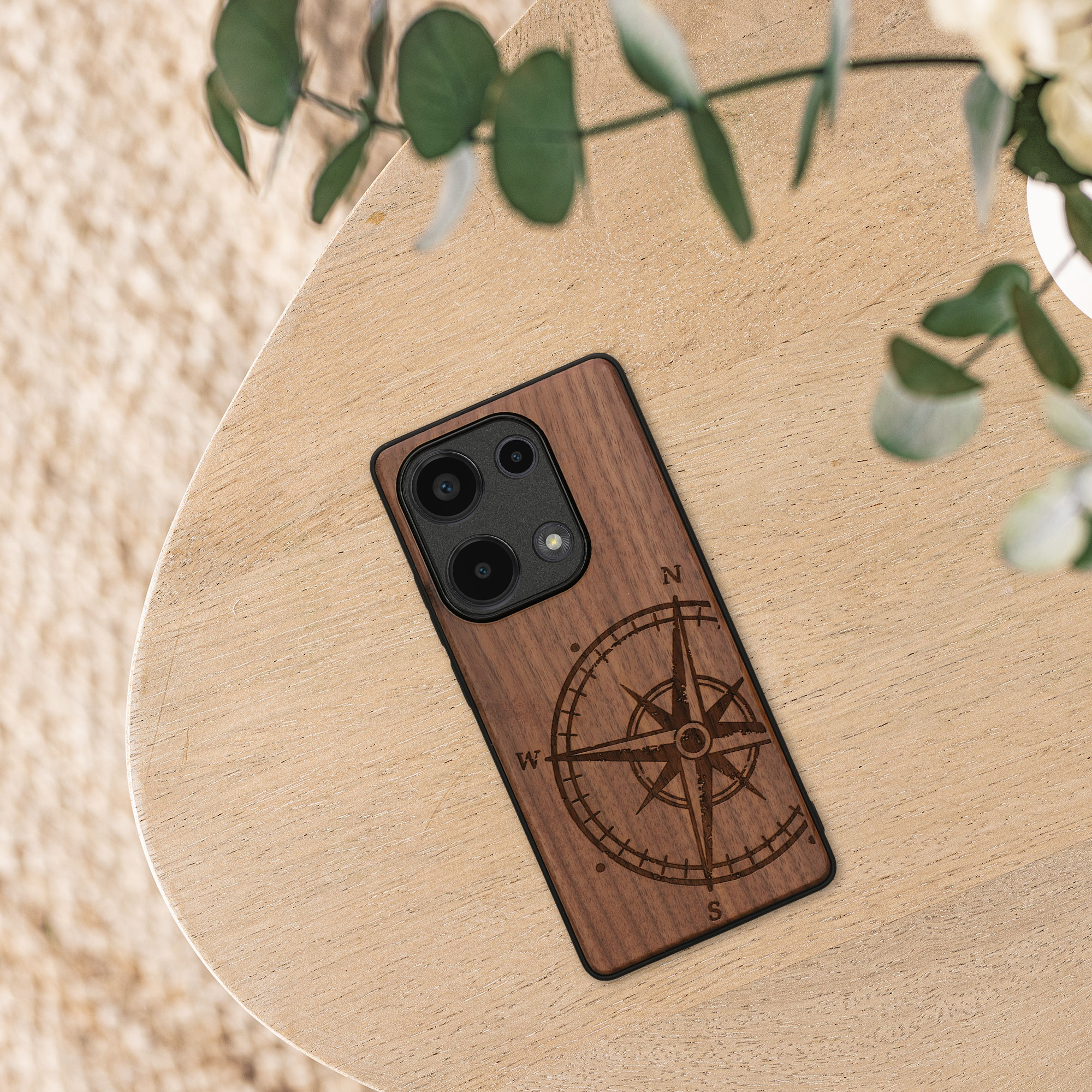 Dřevěný kryt Xiaomi Redmi Note 13 Pro 4G TPU nárazník tmavě hnědá kwmobile