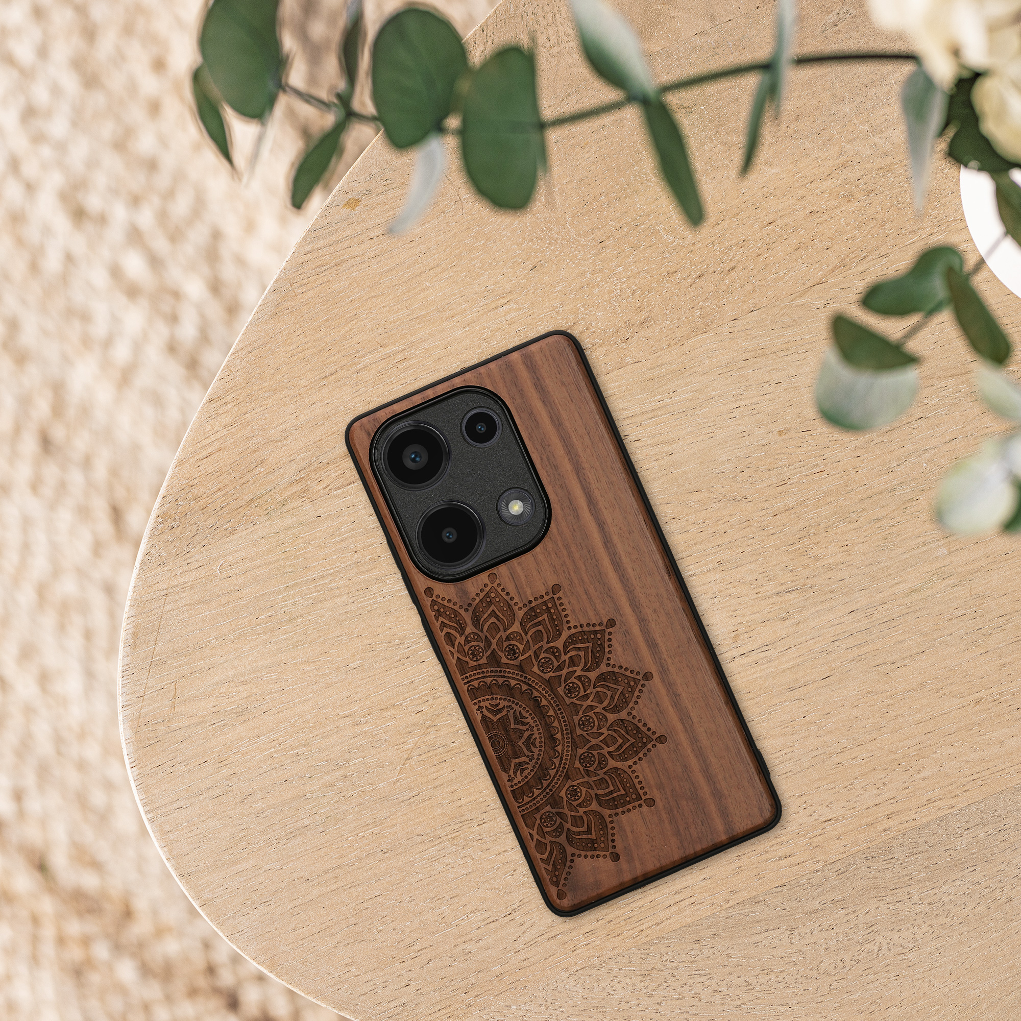 Dřevěný kryt Xiaomi Redmi Note 13 Pro 4G TPU nárazník tmavě hnědá kwmobile