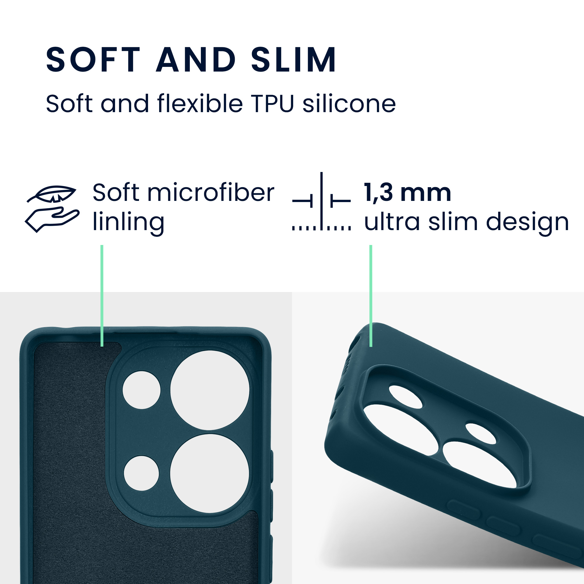 Kryt Xiaomi Redmi Note 13 Pro 4G silikonový TPU modrozelená matná kwmobile