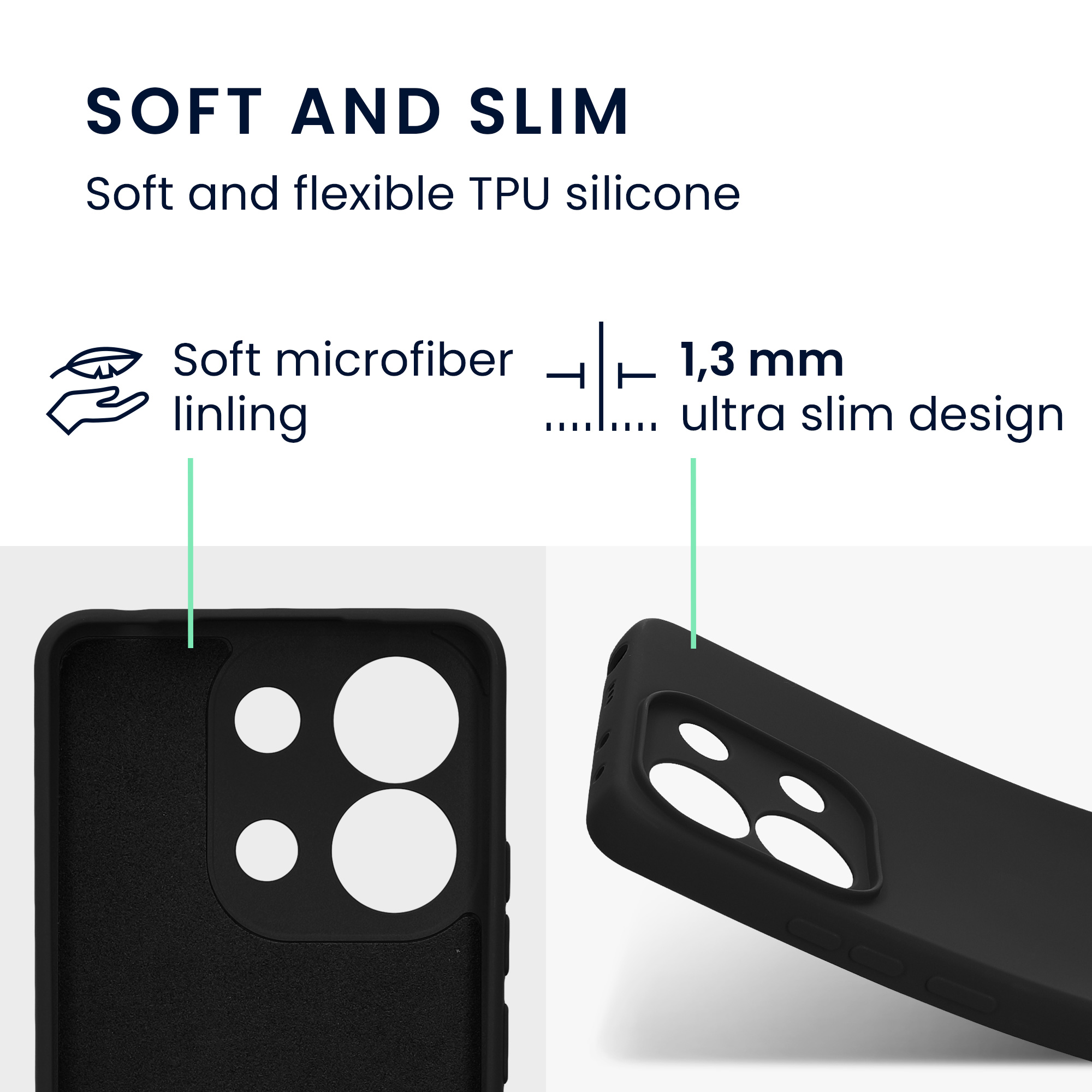 Kryt Xiaomi Redmi Note 13 4G silikonový TPU černá kwmobile