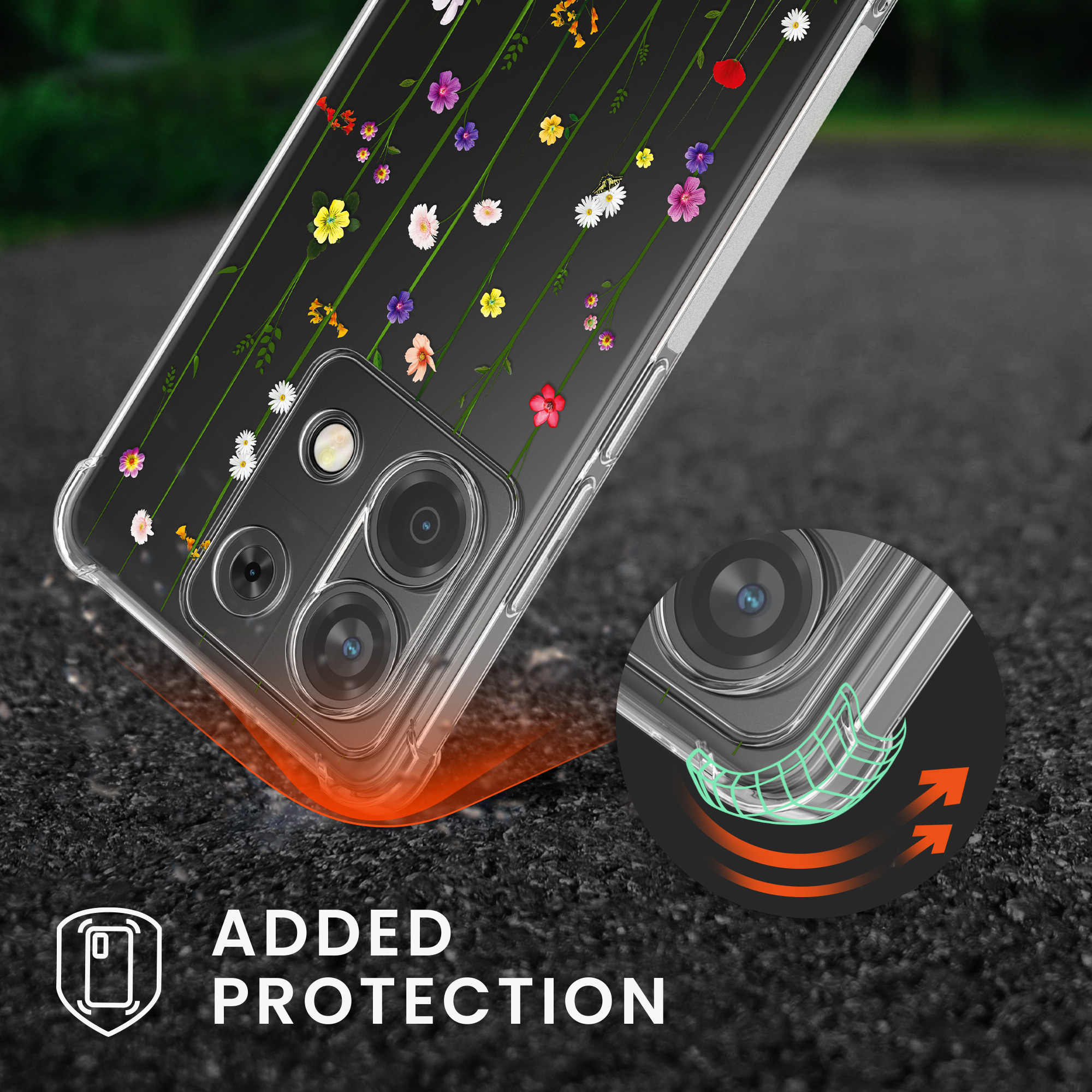 Kryt Xiaomi Redmi Note 13 Pro 5G crossbody popruh divoké kvítí - vícebarevná kwmobile