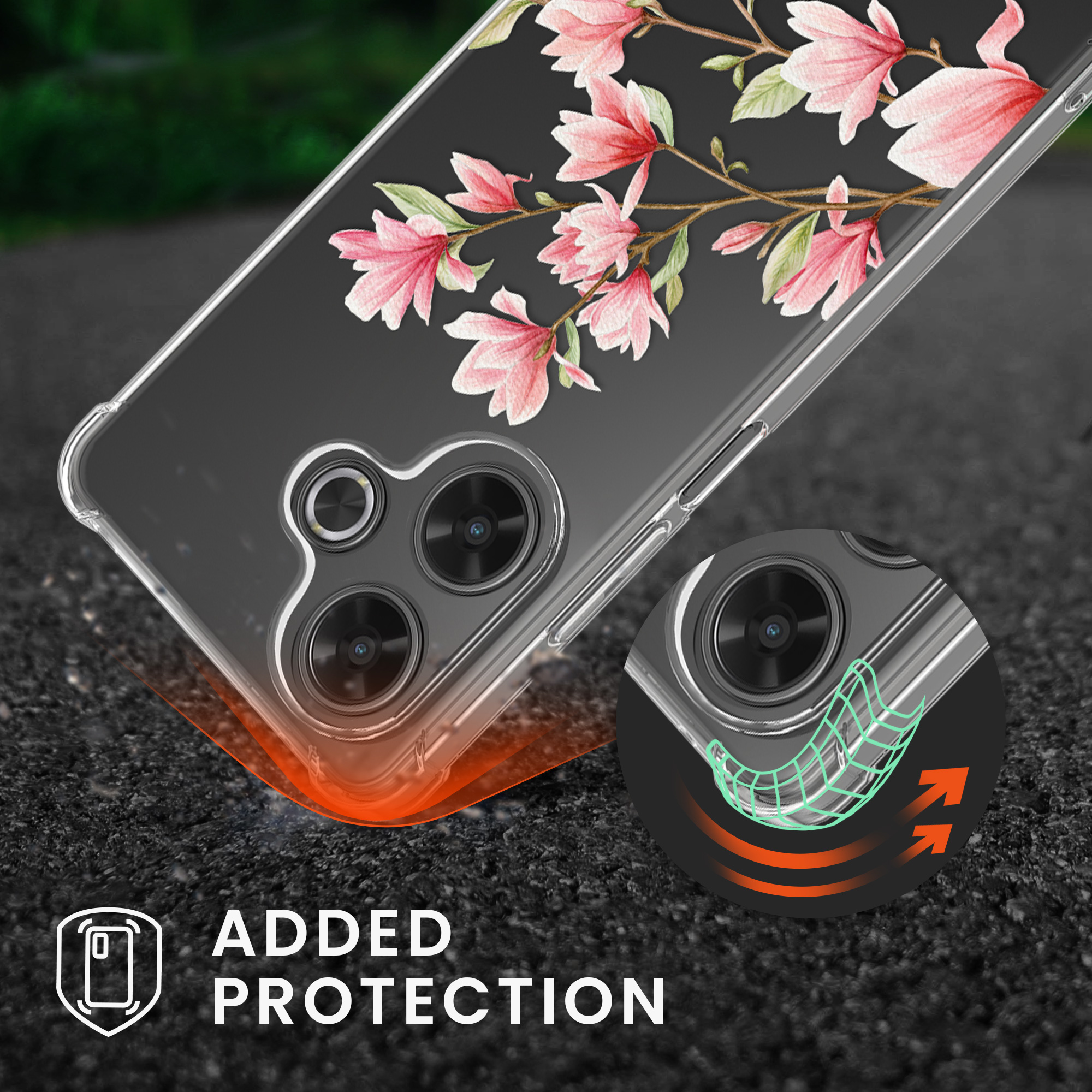 Kryt Xiaomi Redmi 13 crossbody popruh magnolie - růžová/bílá kwmobile