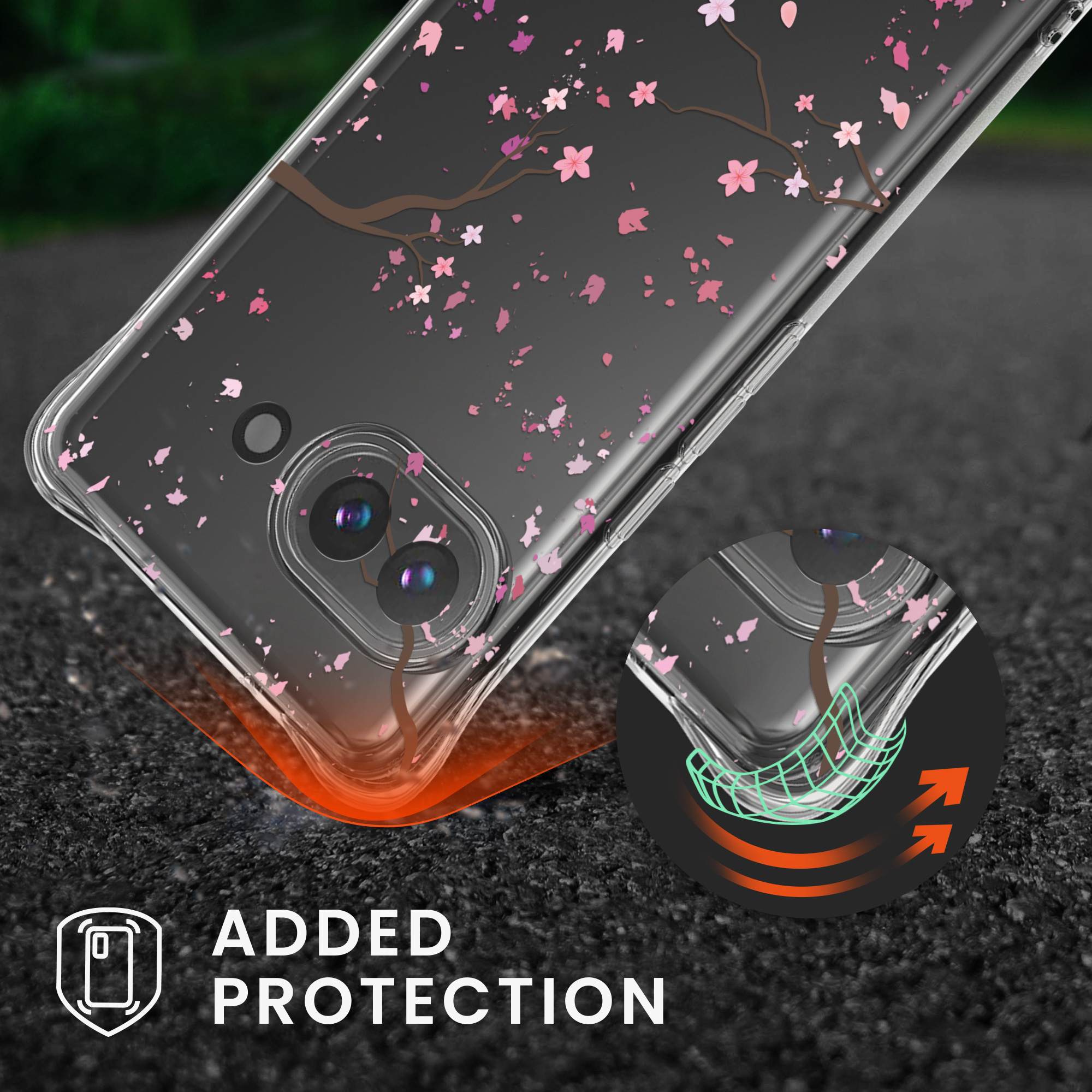 Crossbody kryt kwmobile pro Google Pixel 9a - růžové květy / tmavě hnědá / transparentní