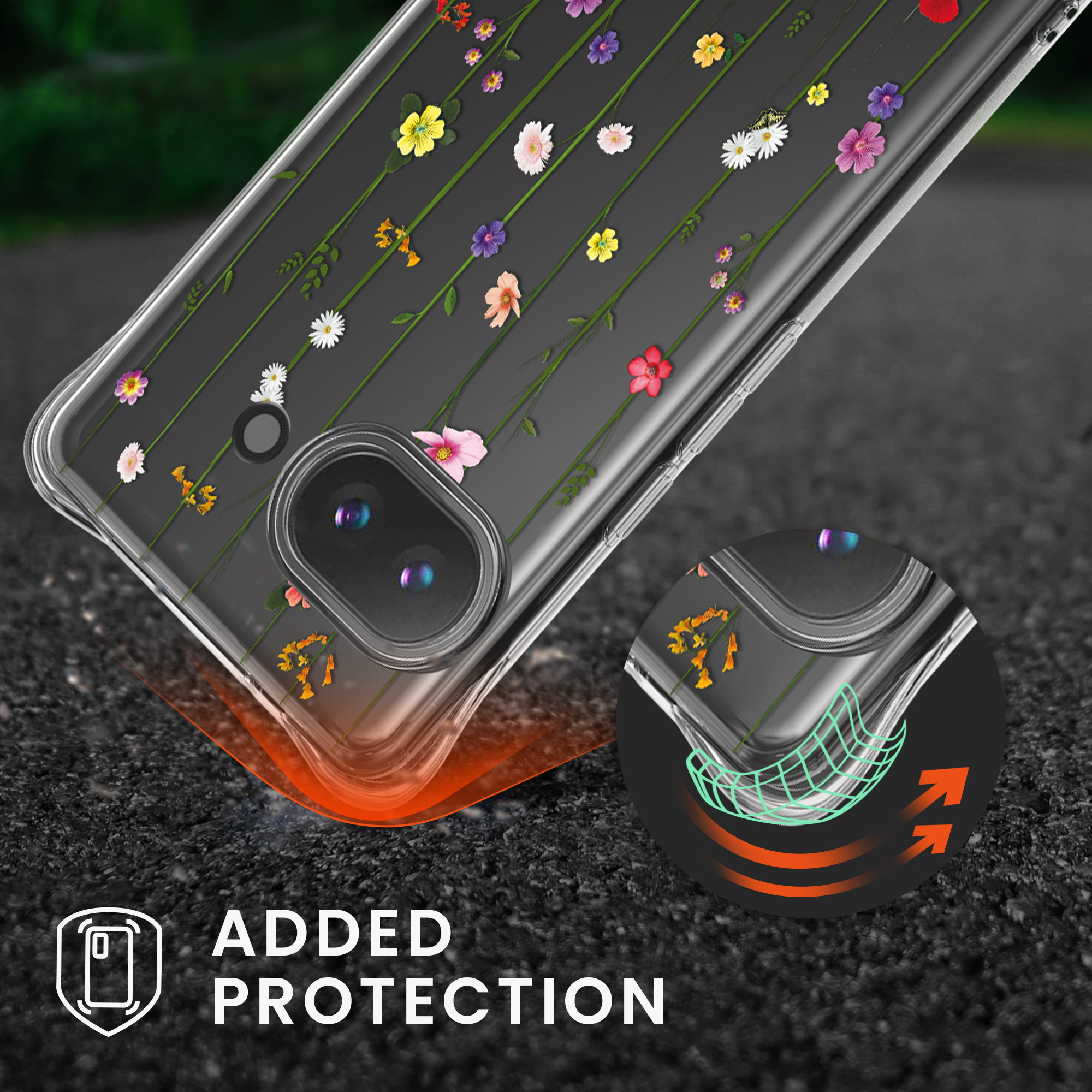 Crossbody kryt kwmobile pro Google Pixel 9a - luční květy / transparentní