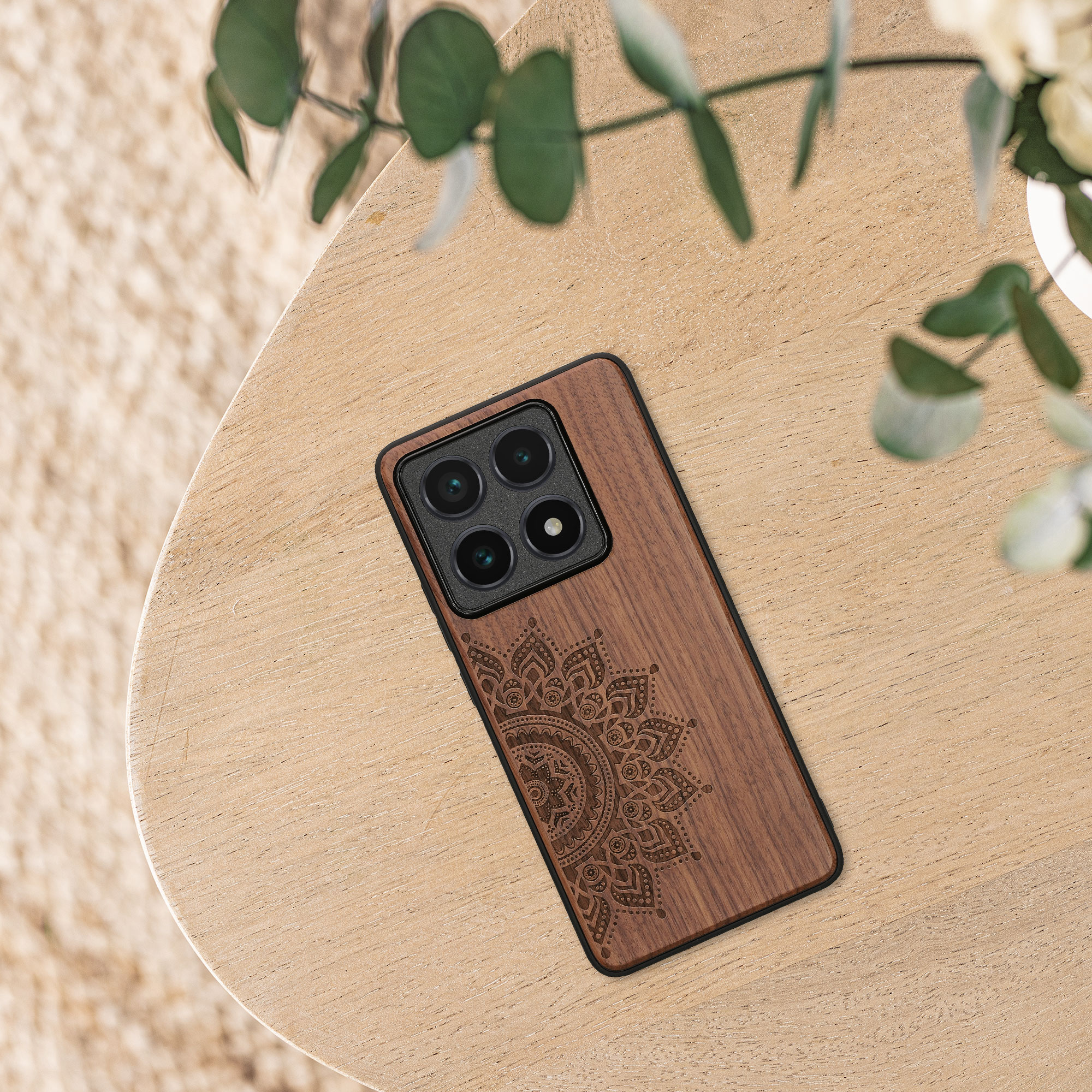 Kryt na mobil Xiaomi 14T Pro kwmobile Wood Case tmavě hnědá