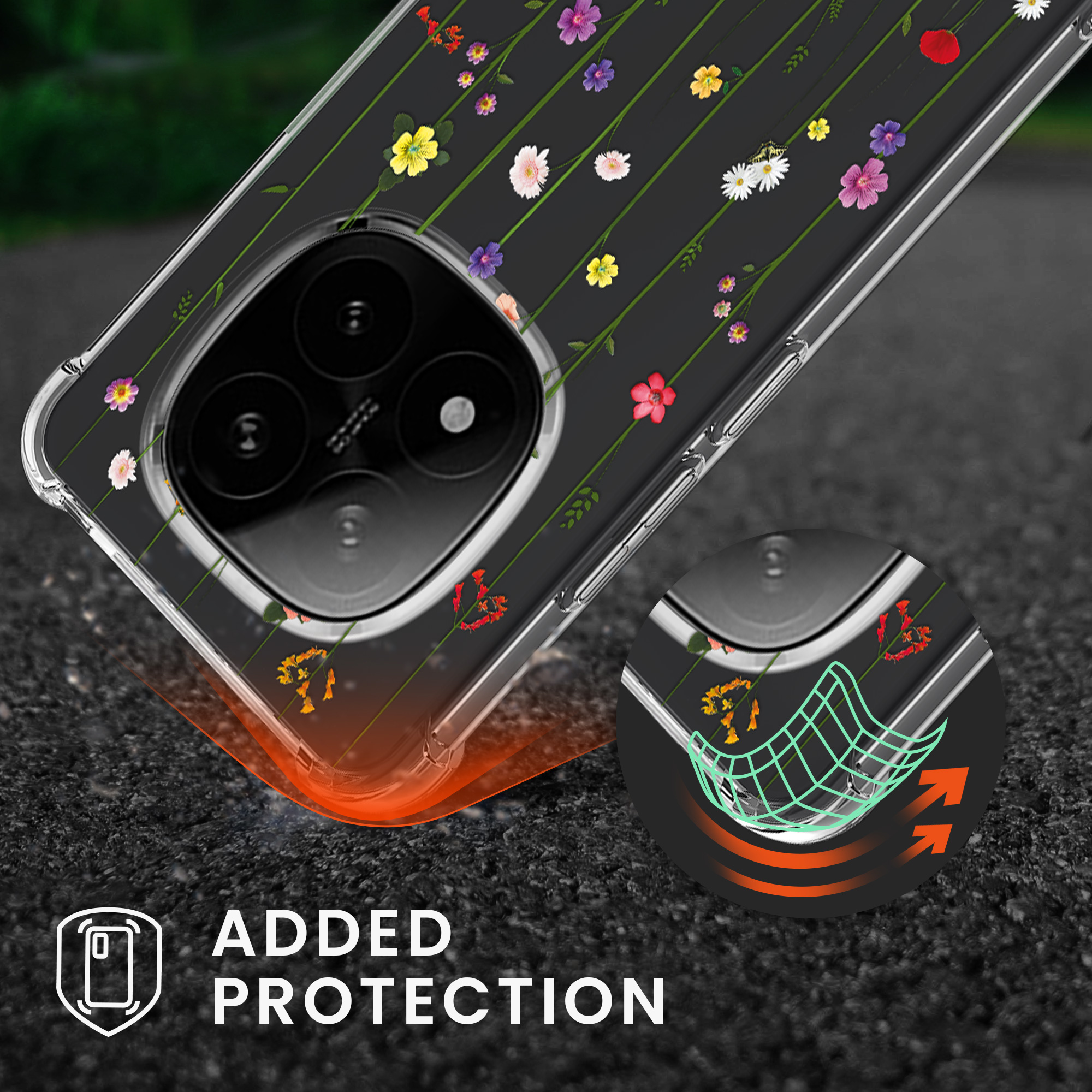 Kryt Xiaomi Redmi Note 14 Pro+ 5G crossbody popruh divoké kvítí - vícebarevná kwmobile